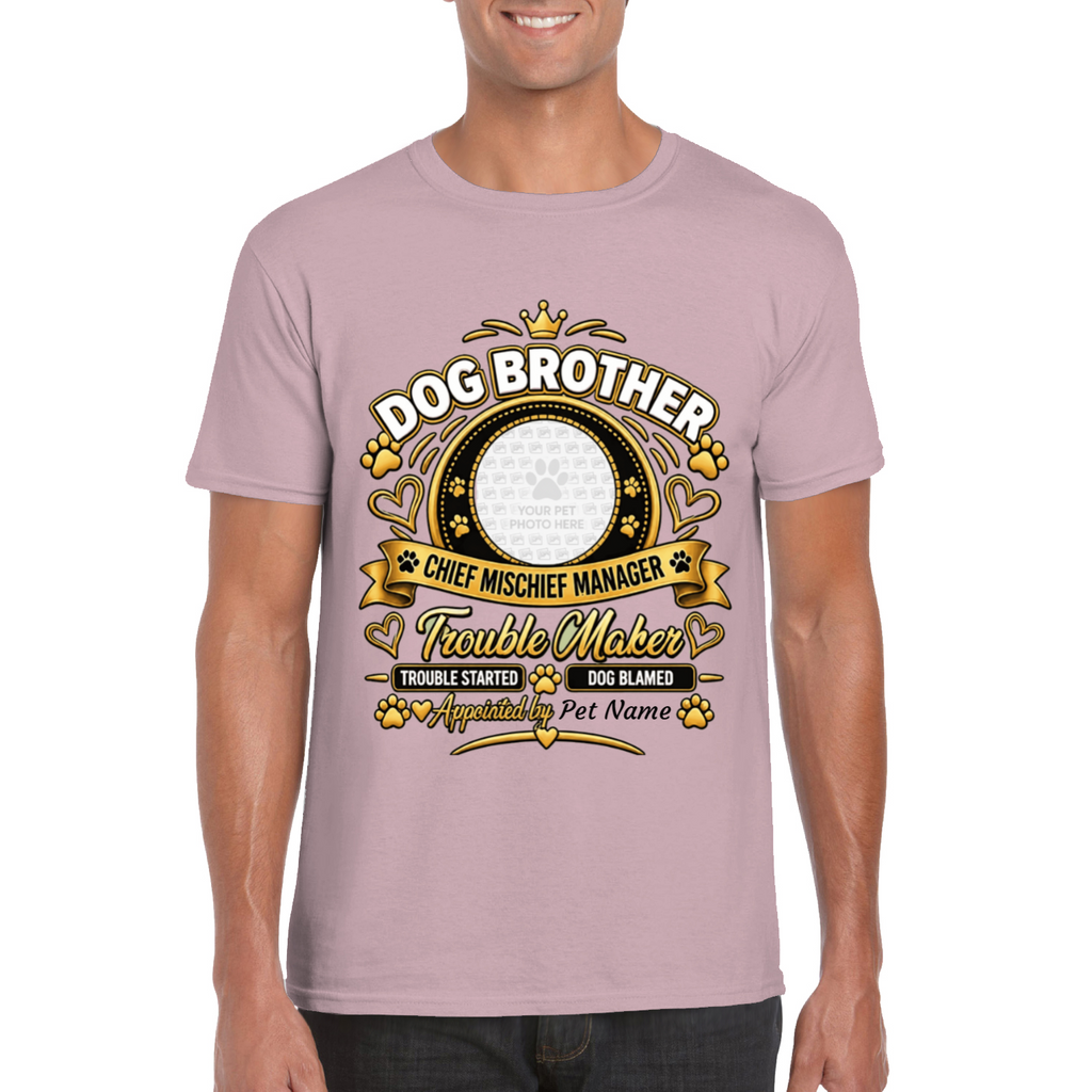 Personalised Dog Brother T-Shirt – Custom Dog Photo & Name Gift