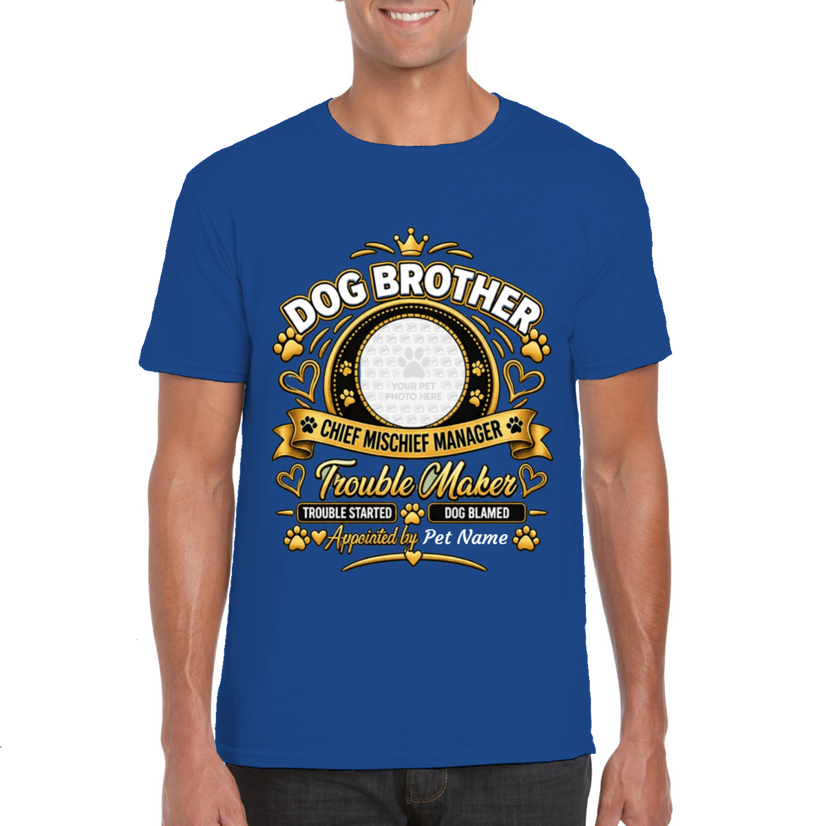 Personalised Dog Brother T-Shirt – Custom Dog Photo & Name Gift