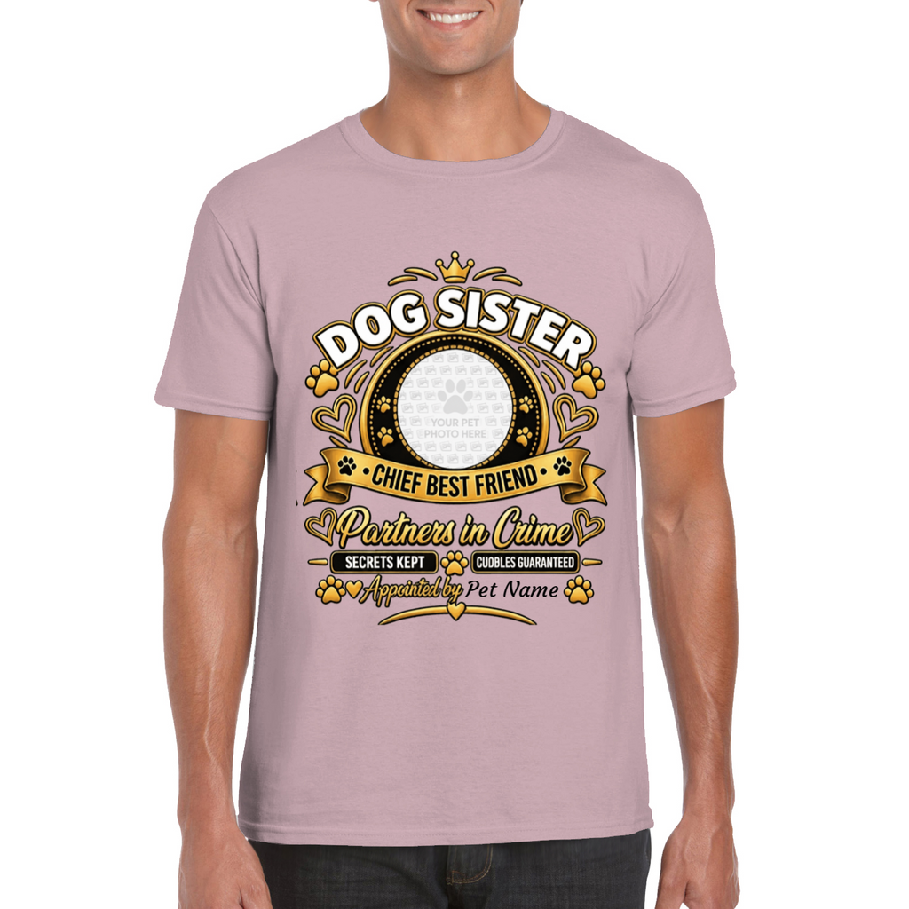 Personalised Dog Sister T-Shirt – Custom Dog Photo & Name Gift