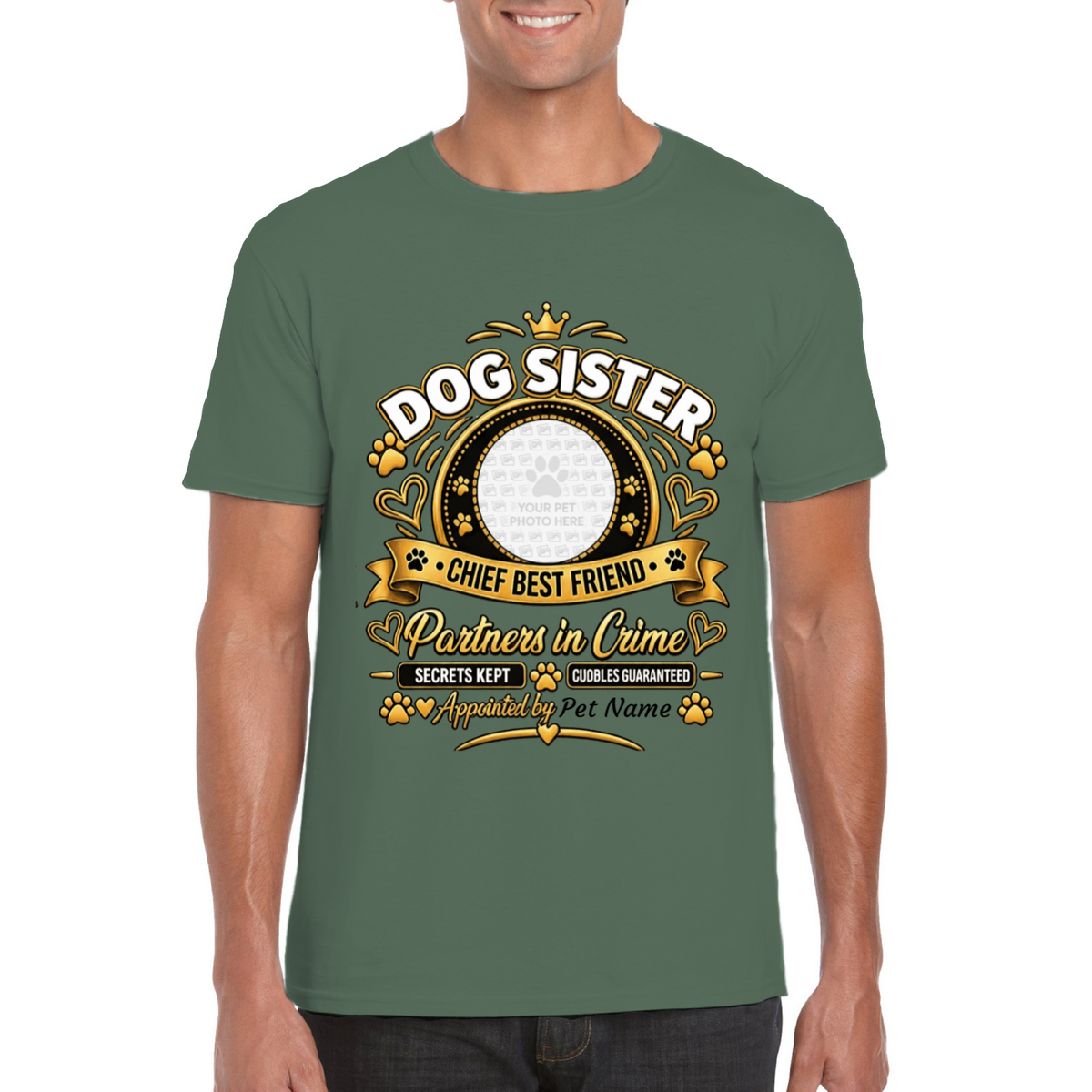 Personalised Dog Sister T-Shirt – Custom Dog Photo & Name Gift