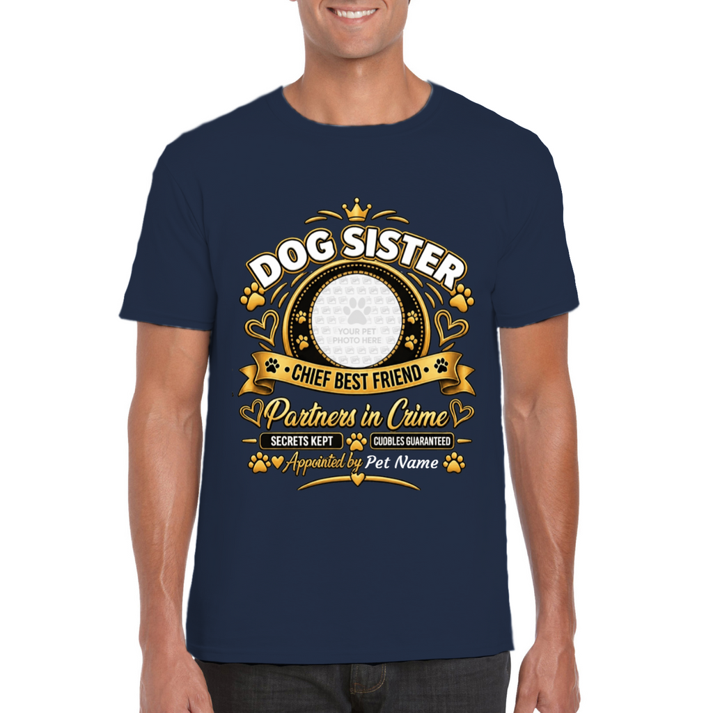 Personalised Dog Sister T-Shirt – Custom Dog Photo & Name Gift