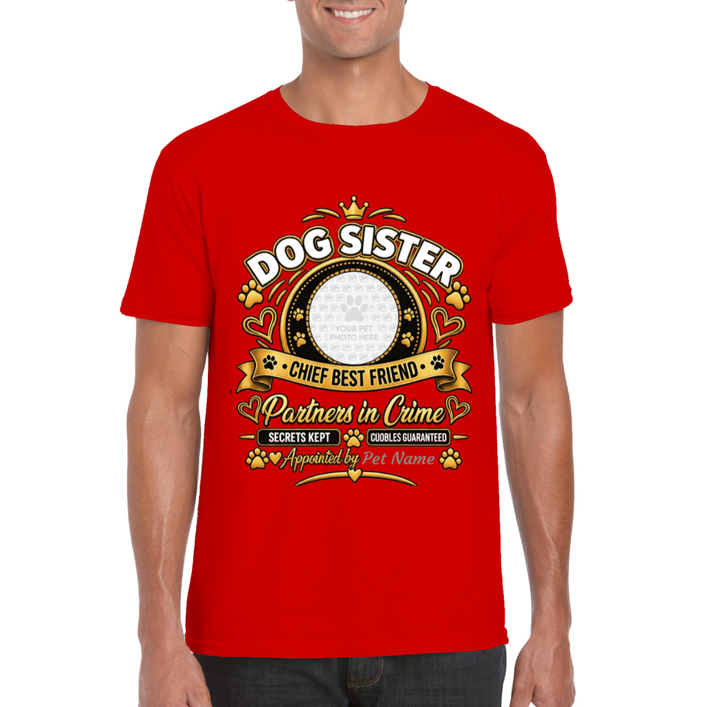 Personalised Dog Sister T-Shirt – Custom Dog Photo & Name Gift
