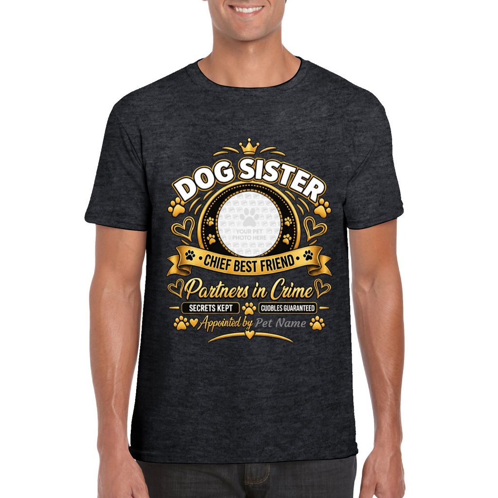 Personalised Dog Sister T-Shirt – Custom Dog Photo & Name Gift