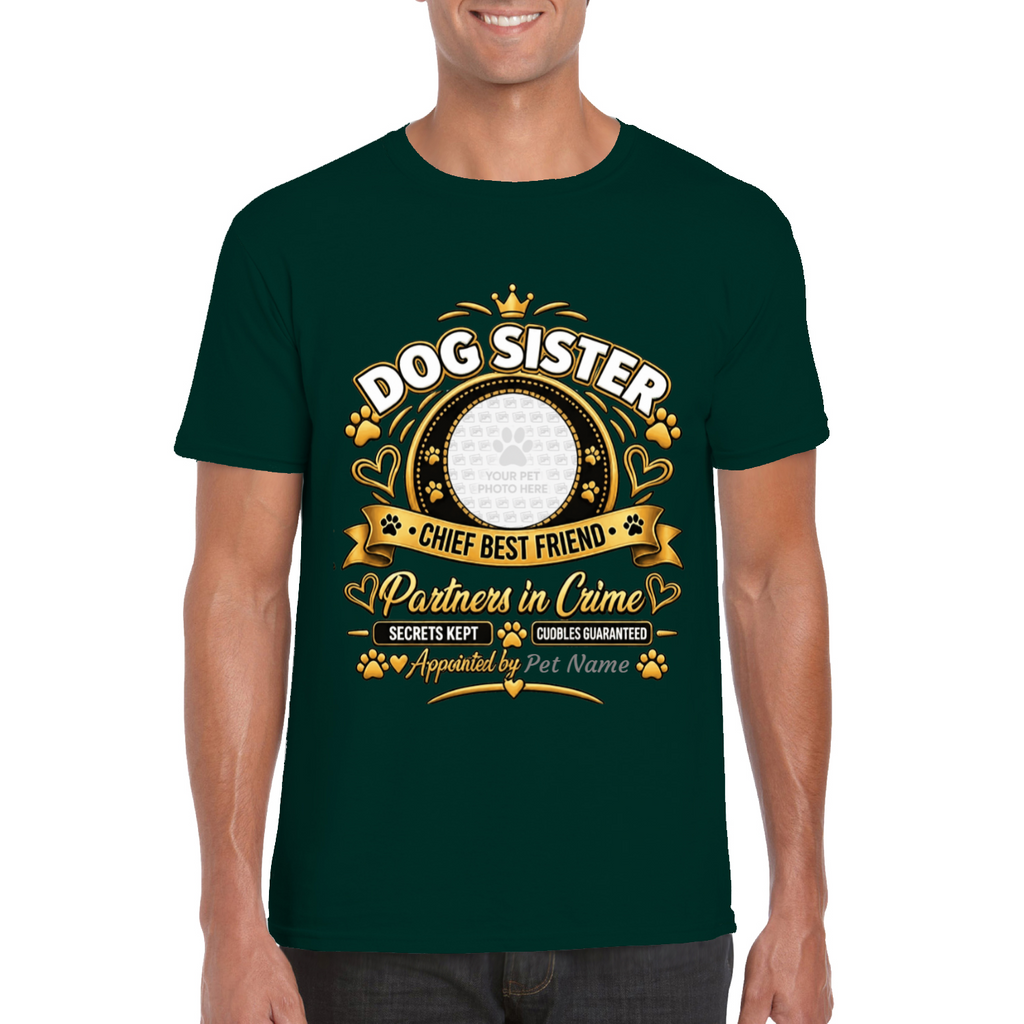 Personalised Dog Sister T-Shirt – Custom Dog Photo & Name Gift