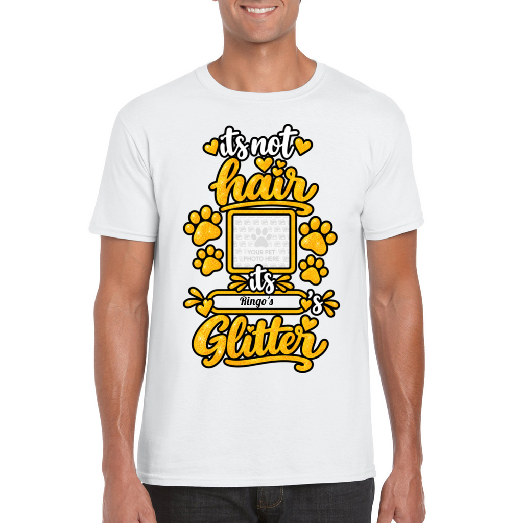Personalised Dog Glitter T-Shirt – Custom Dog Photo & Name