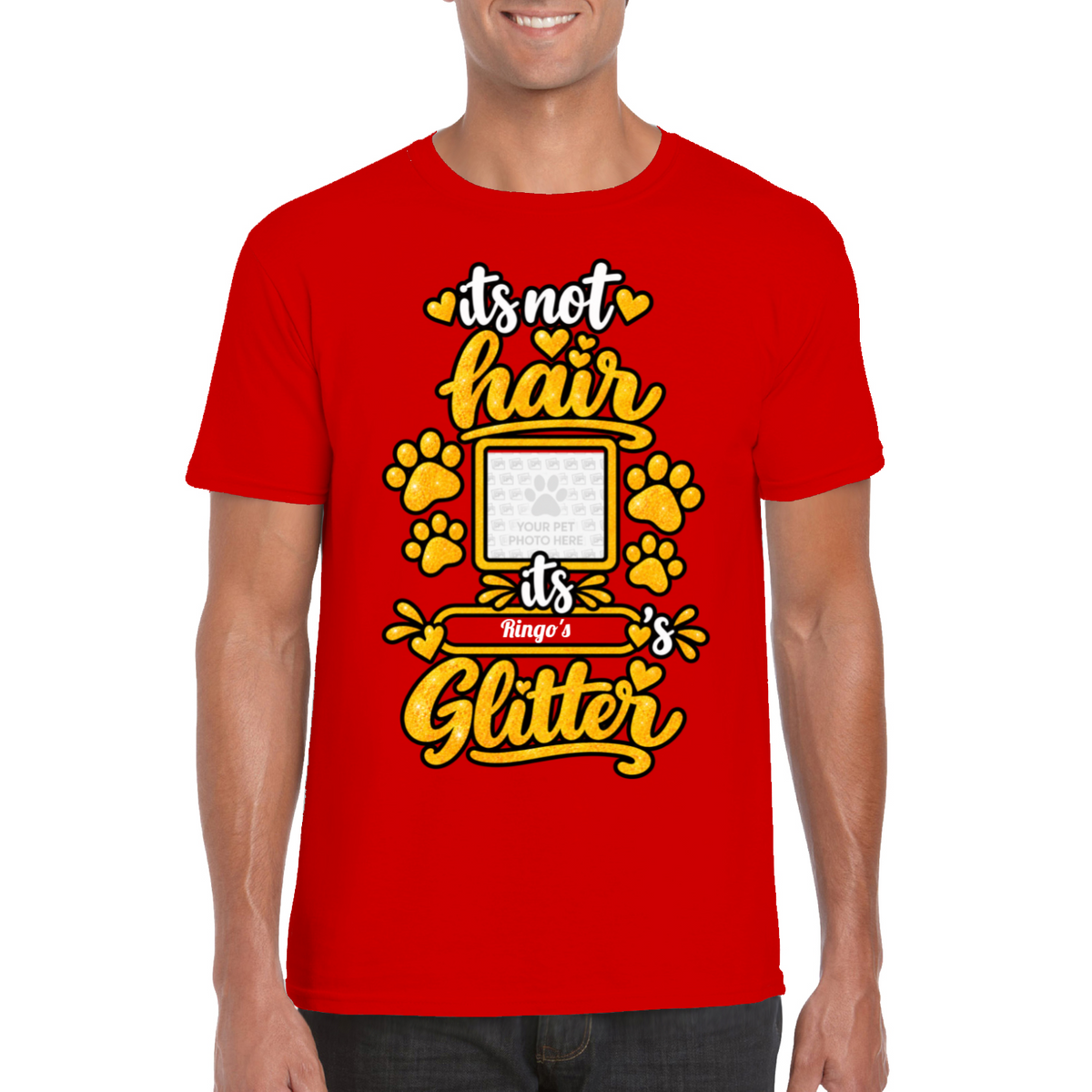 Personalised Dog Glitter T-Shirt – Custom Dog Photo & Name