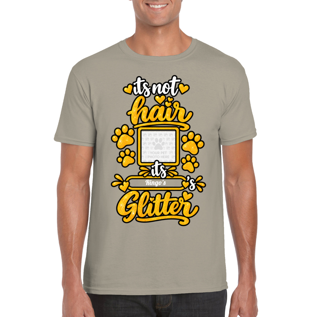 Personalised Dog Glitter T-Shirt – Custom Dog Photo & Name