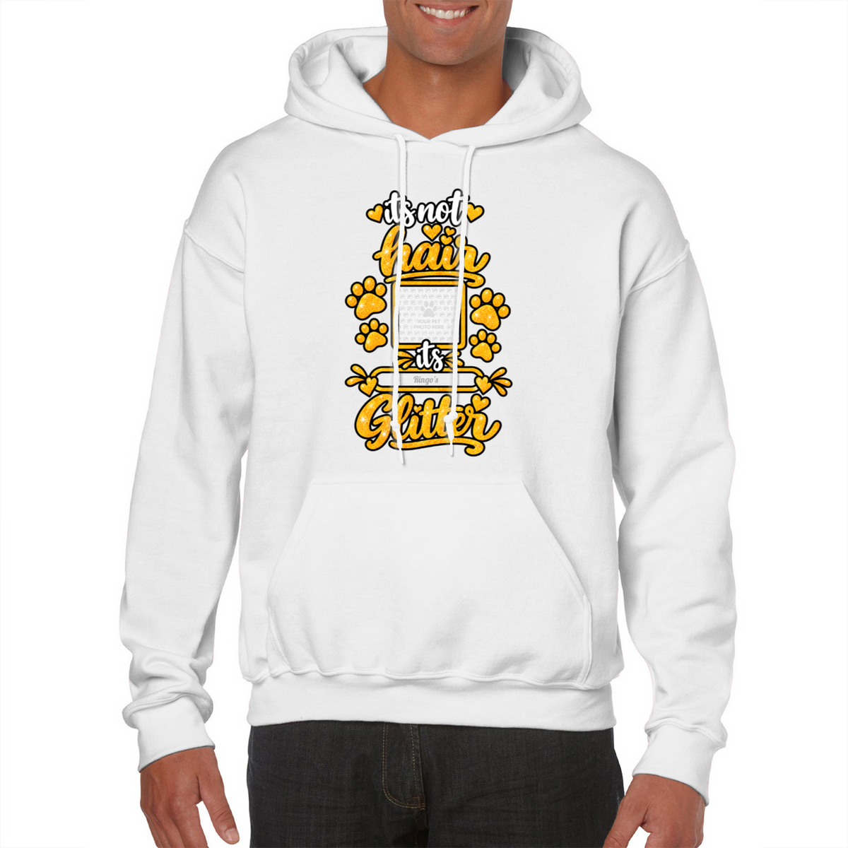 Personalised Dog Glitter Classic Hoodie – Custom Dog Photo & Name