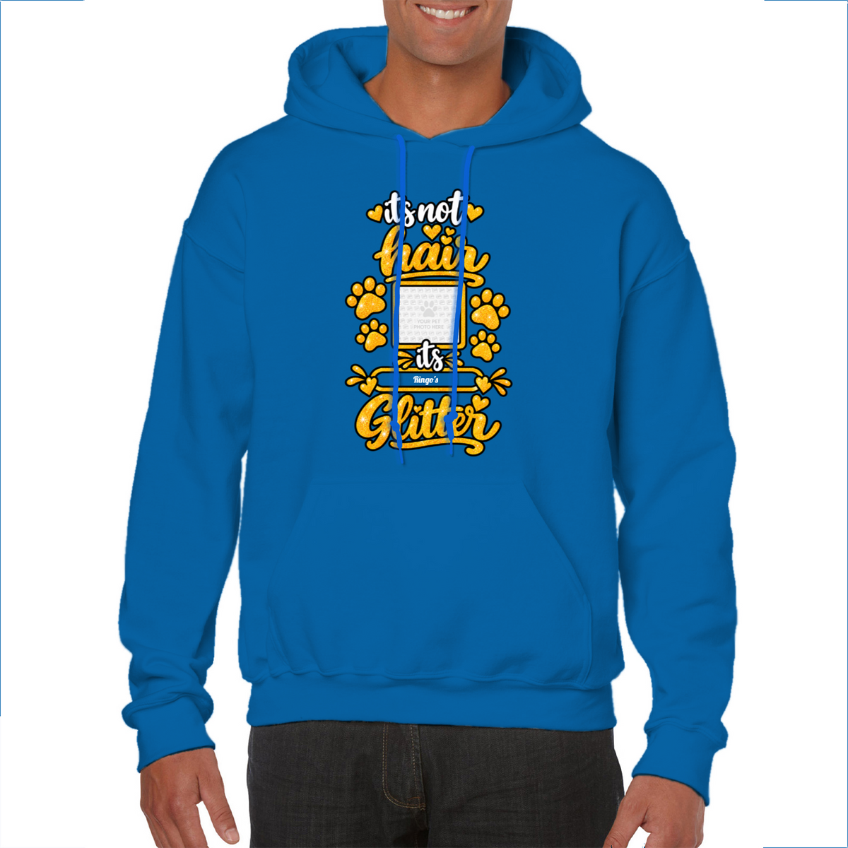 Personalised Dog Glitter Classic Hoodie – Custom Dog Photo & Name