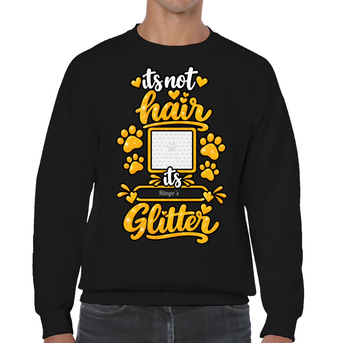 Personalised Dog Glitter Classic Sweatshirt – Custom Dog Photo & Name