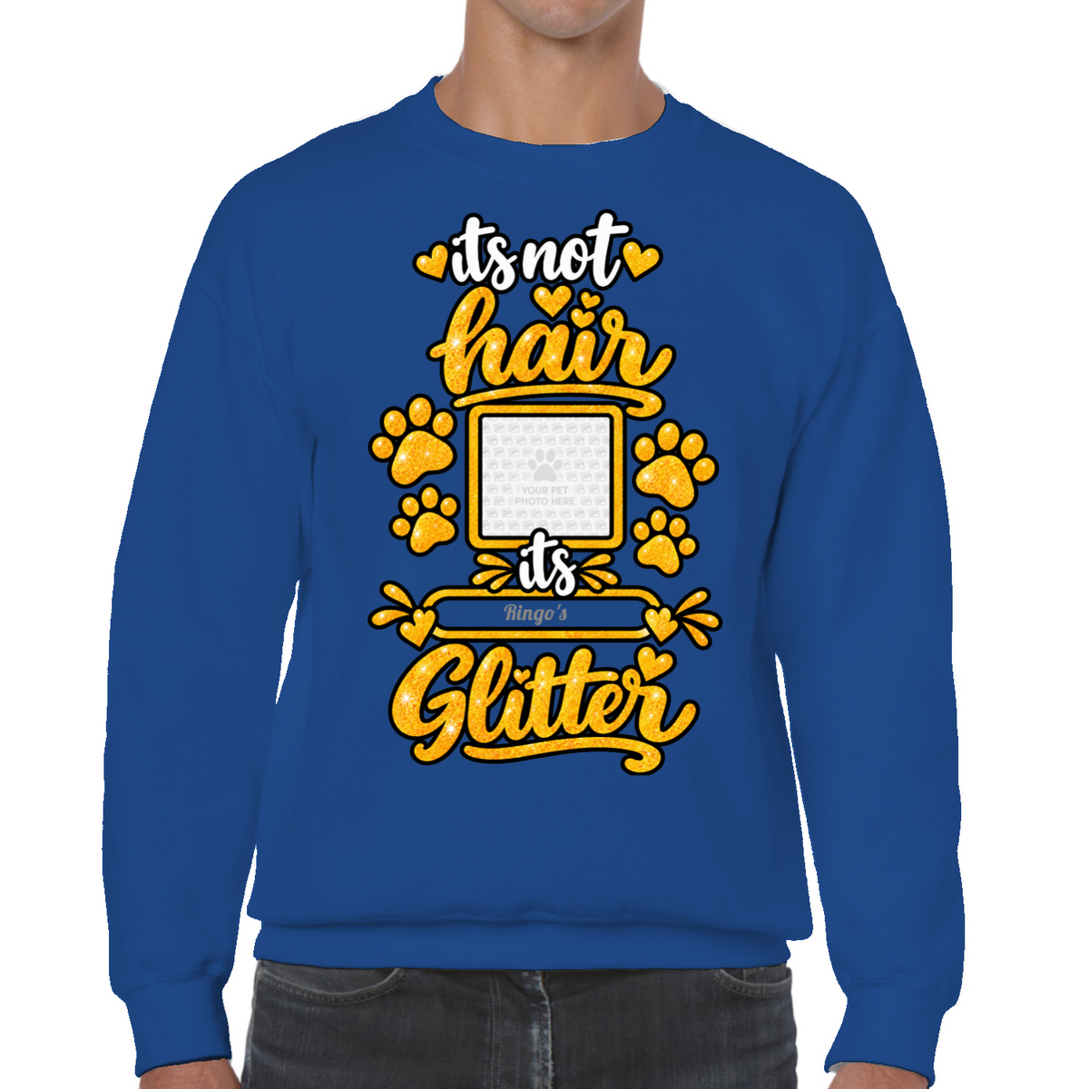Personalised Dog Glitter Classic Sweatshirt – Custom Dog Photo & Name