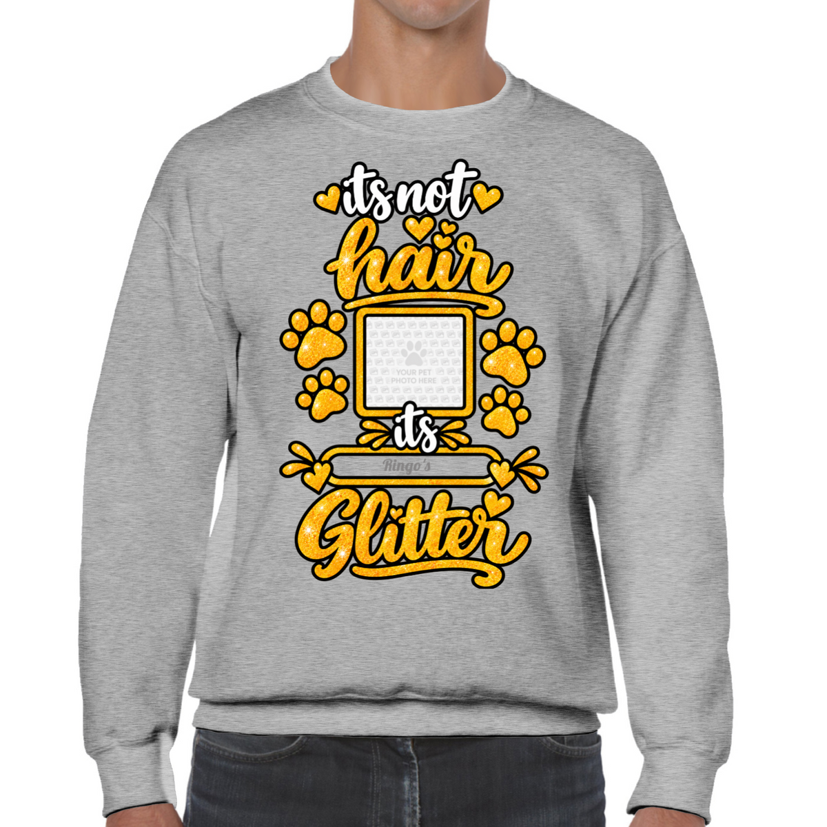 Personalised Dog Glitter Classic Sweatshirt – Custom Dog Photo & Name