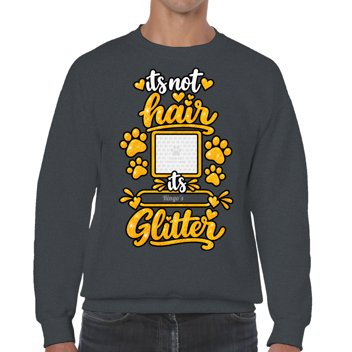 Personalised Dog Glitter Classic Sweatshirt – Custom Dog Photo & Name