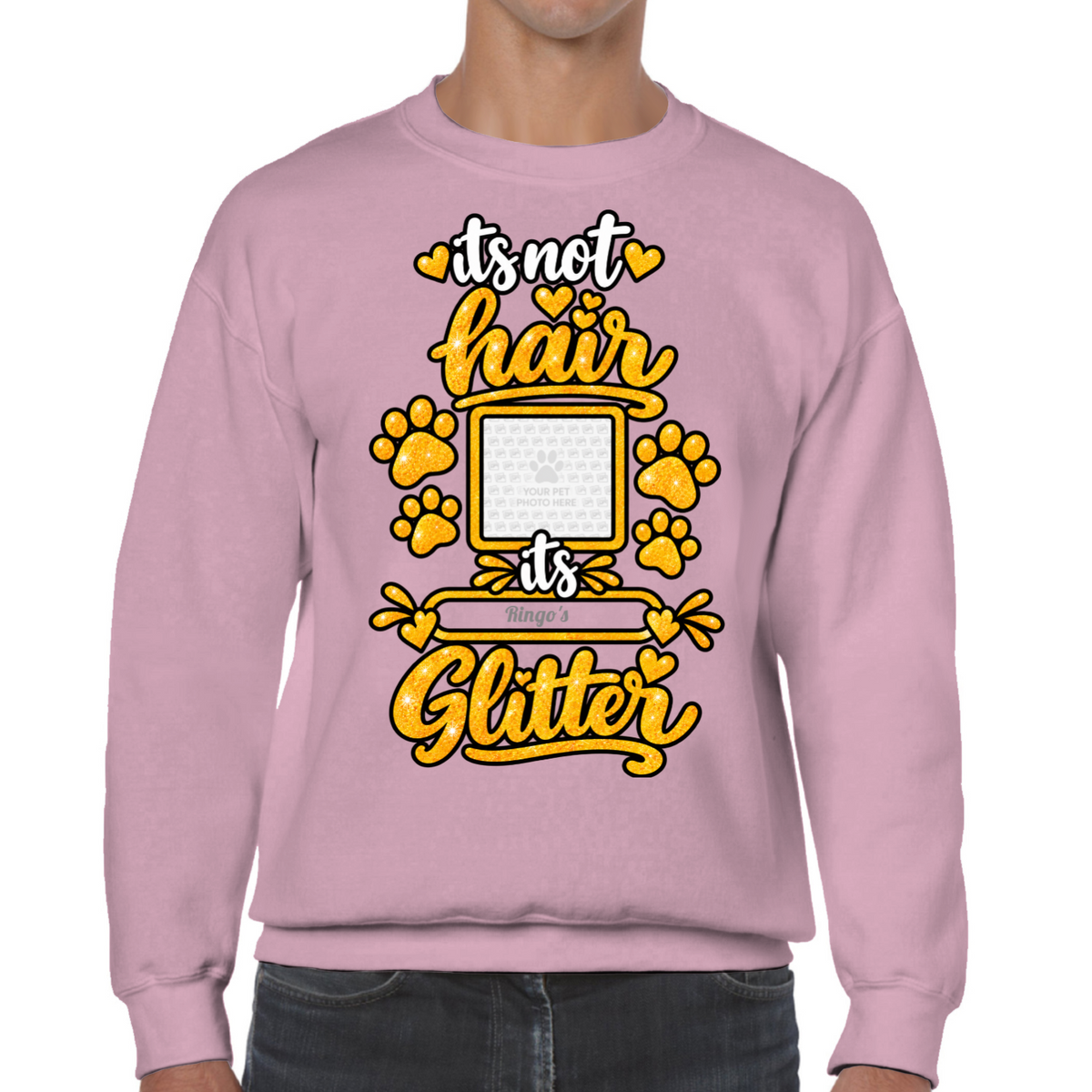 Personalised Dog Glitter Classic Sweatshirt – Custom Dog Photo & Name