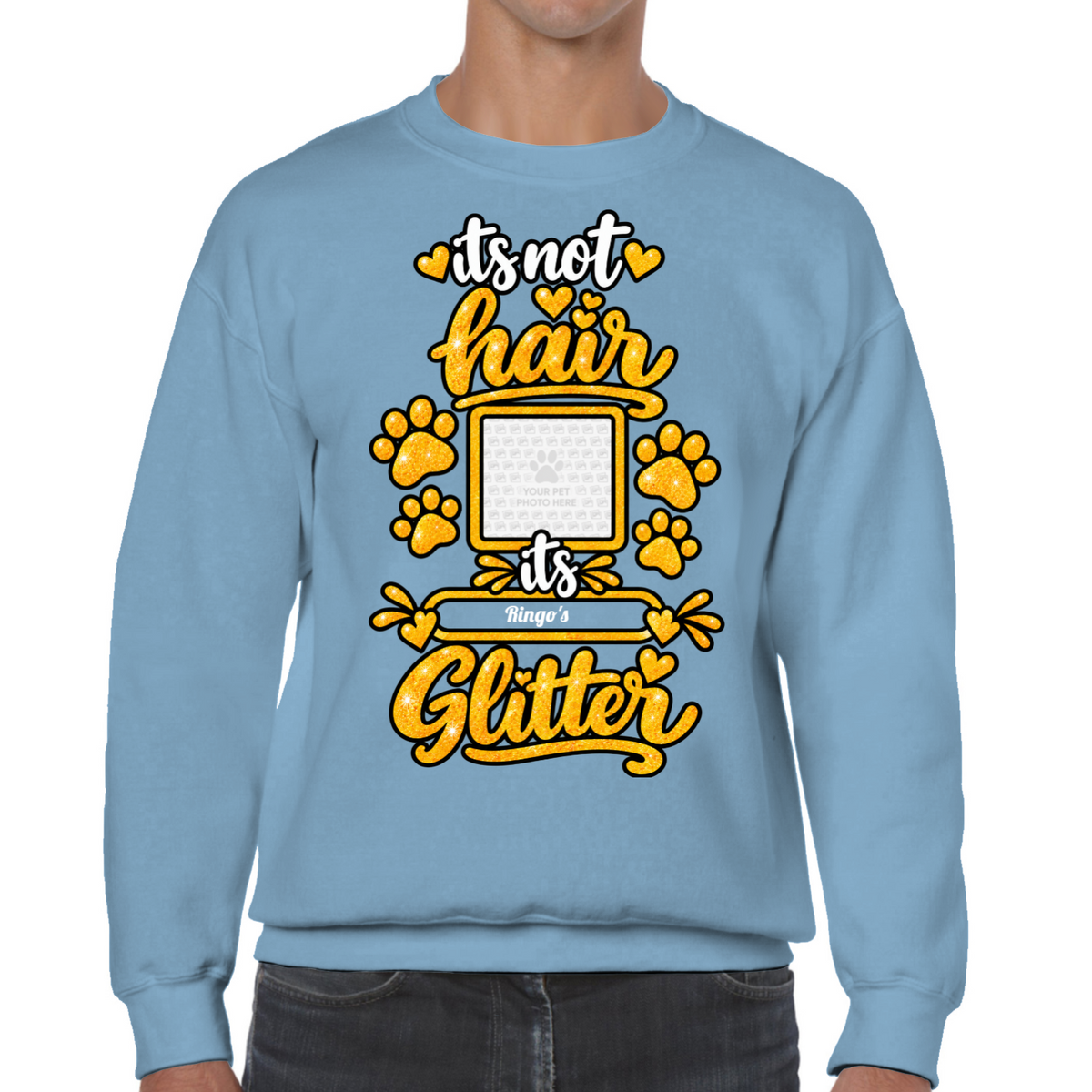 Personalised Dog Glitter Classic Sweatshirt – Custom Dog Photo & Name