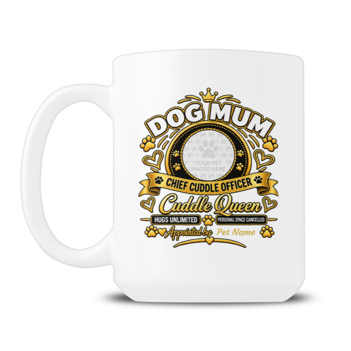 Personalised Dog Mum 15oz mug with custom dog photo and name