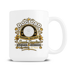 Personalised Dog Dad 15oz mug showing custom dog photo and design