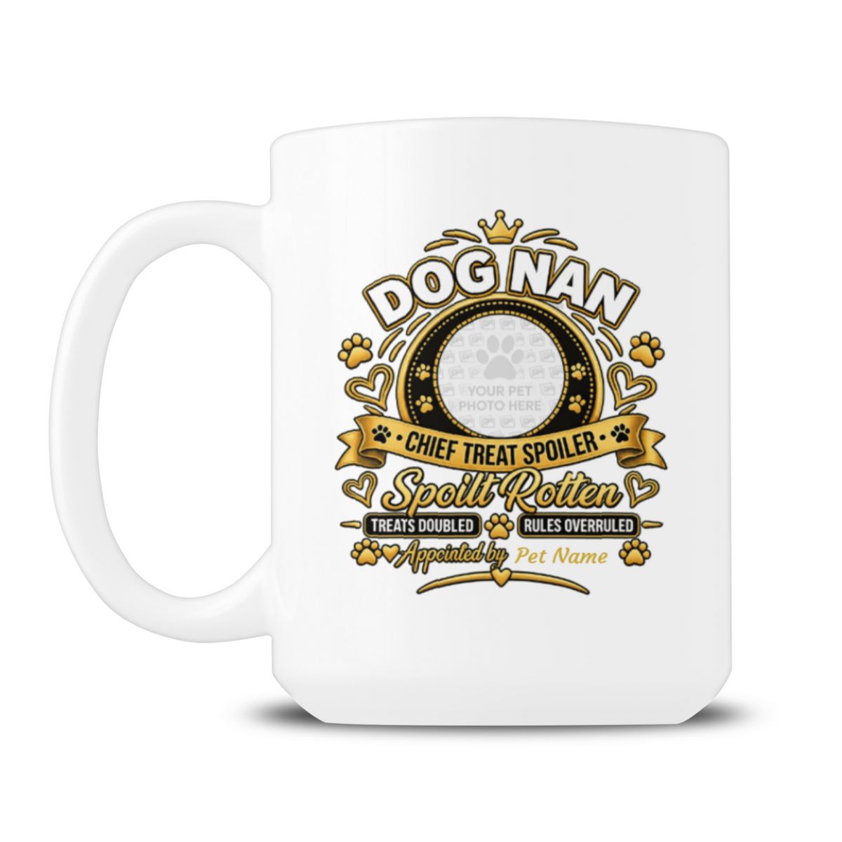 Personalised Dog Nan 15oz mug with custom dog photo and name