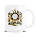 Personalised Dog Sister 15oz mug showing custom dog photo design