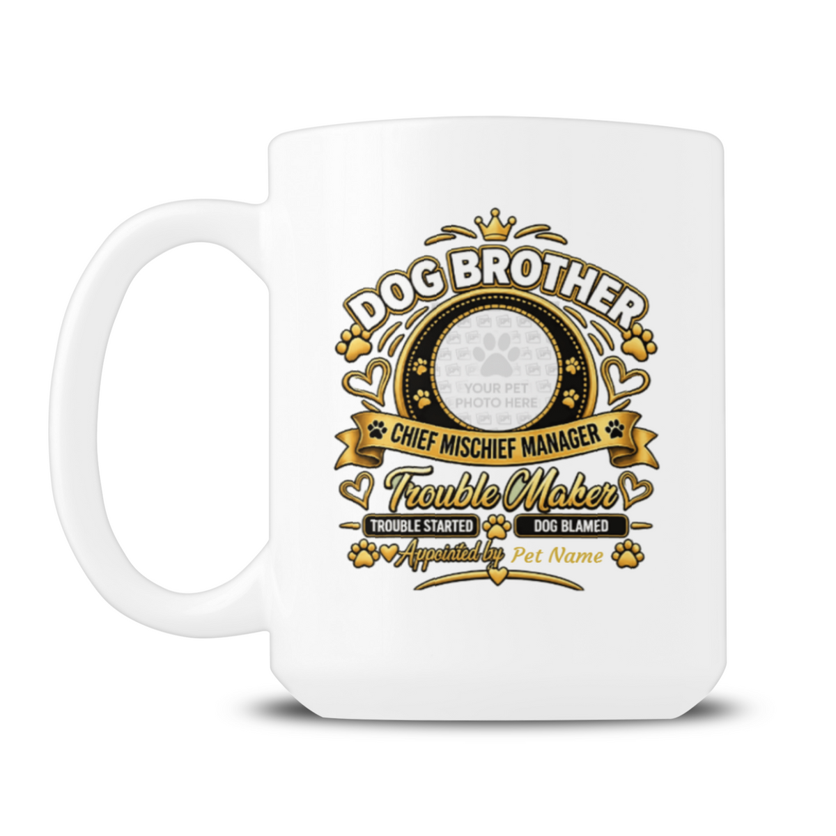 Personalised Dog Brother 15oz mug with custom dog photo and name