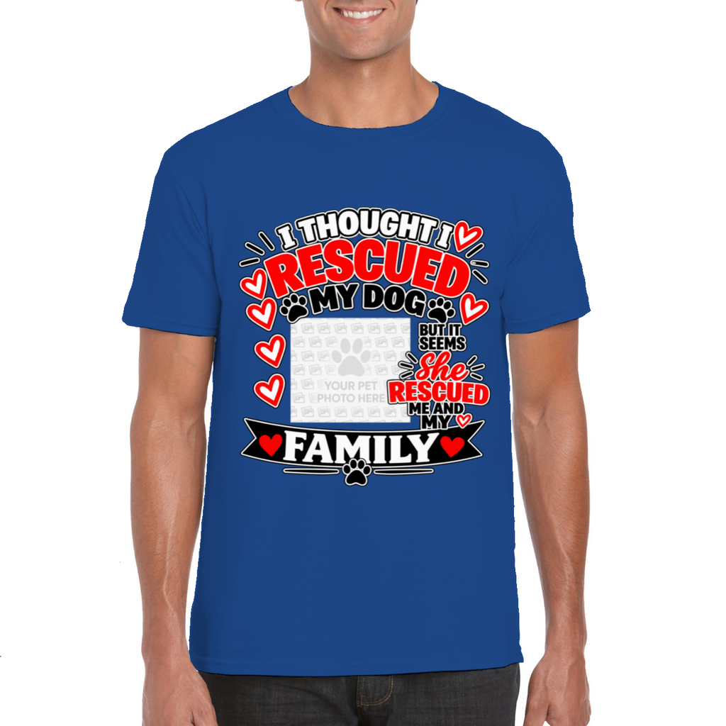 Personalised I Thought I Rescued My Dog – He T-Shirt – Custom Dog Photo & Name