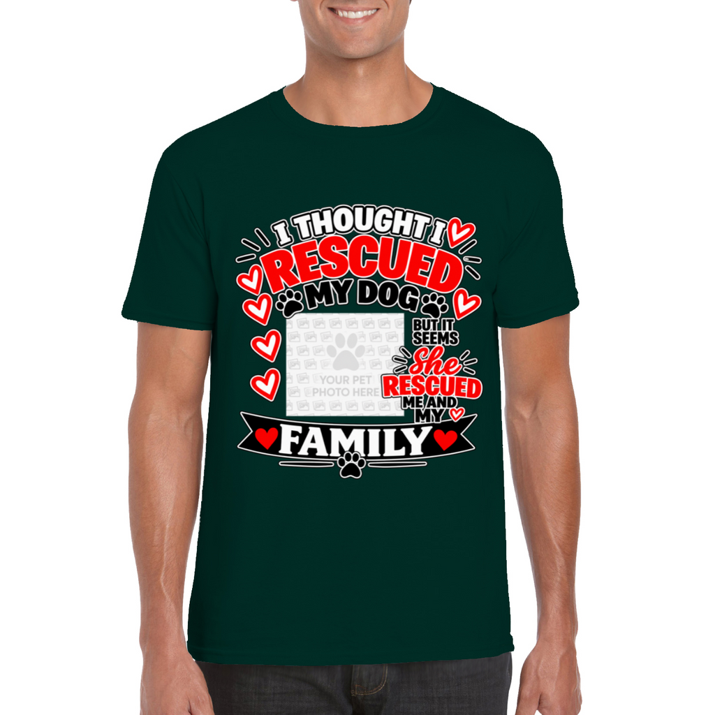 Personalised I Thought I Rescued My Dog – He T-Shirt – Custom Dog Photo & Name
