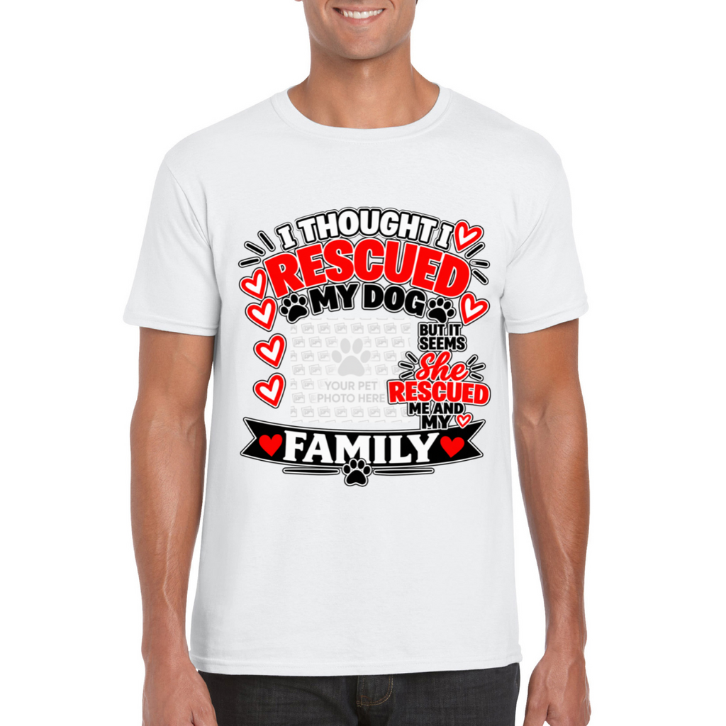 Personalised I Thought I Rescued My Dog – She T-Shirt – Custom Dog Photo & Name