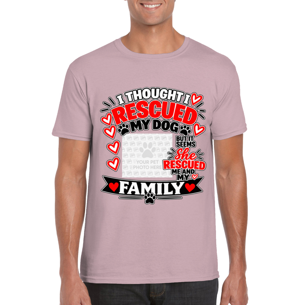 Personalised I Thought I Rescued My Dog – She T-Shirt – Custom Dog Photo & Name