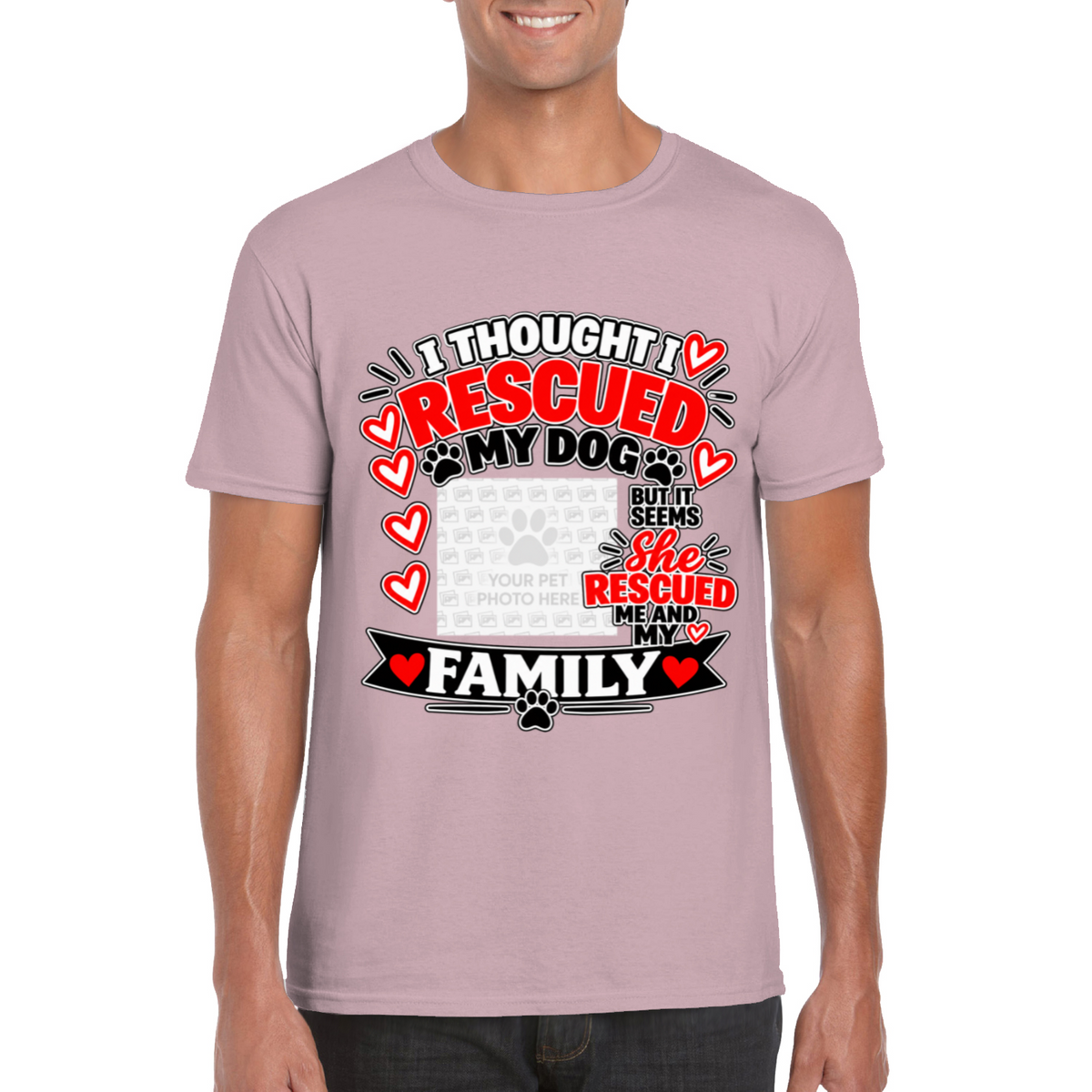 Personalised I Thought I Rescued My Dog – She T-Shirt – Custom Dog Photo & Name