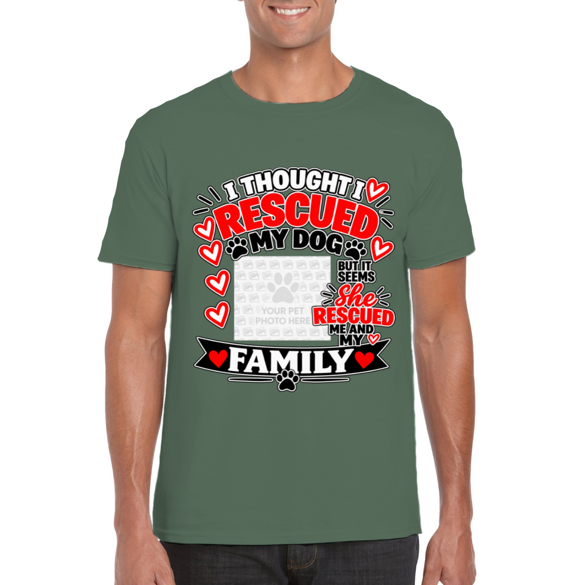 Personalised I Thought I Rescued My Dog – She T-Shirt – Custom Dog Photo & Name