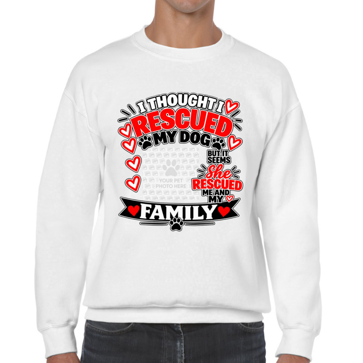 Personalised I Thought I Rescued My Dog – She Sweatshirt – Custom Dog Photo & Name
