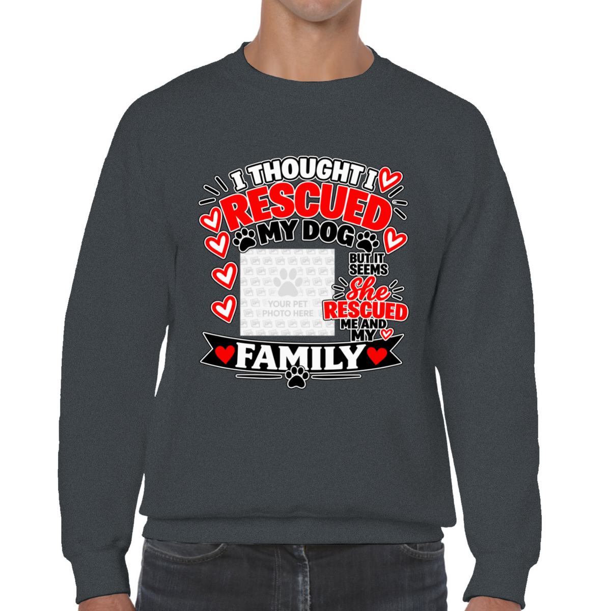 Personalised I Thought I Rescued My Dog – She Sweatshirt – Custom Dog Photo & Name