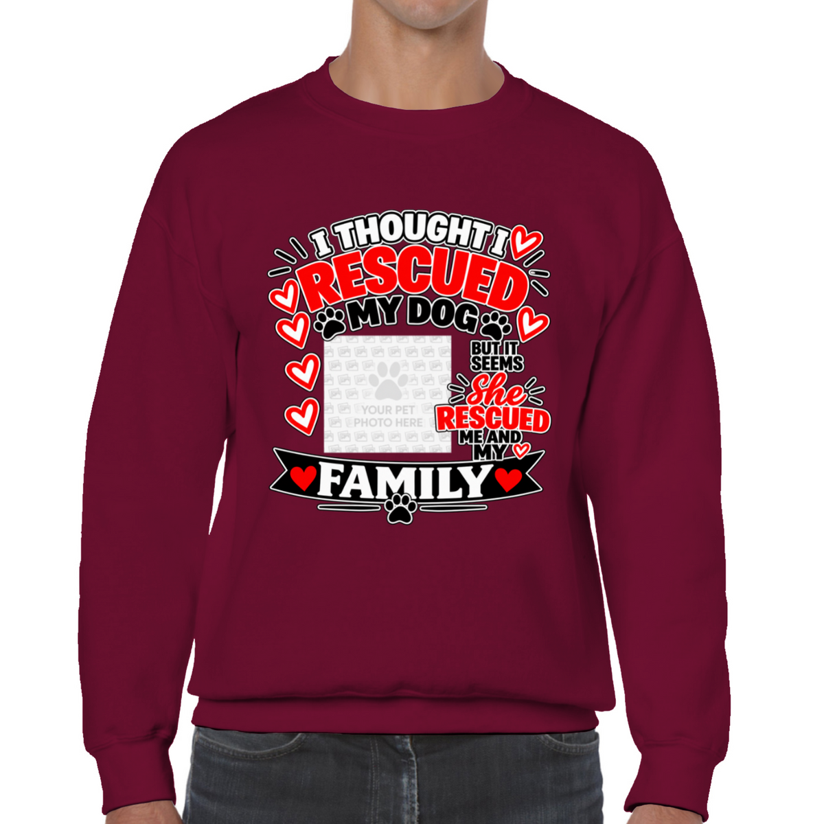 Personalised I Thought I Rescued My Dog – She Sweatshirt – Custom Dog Photo & Name