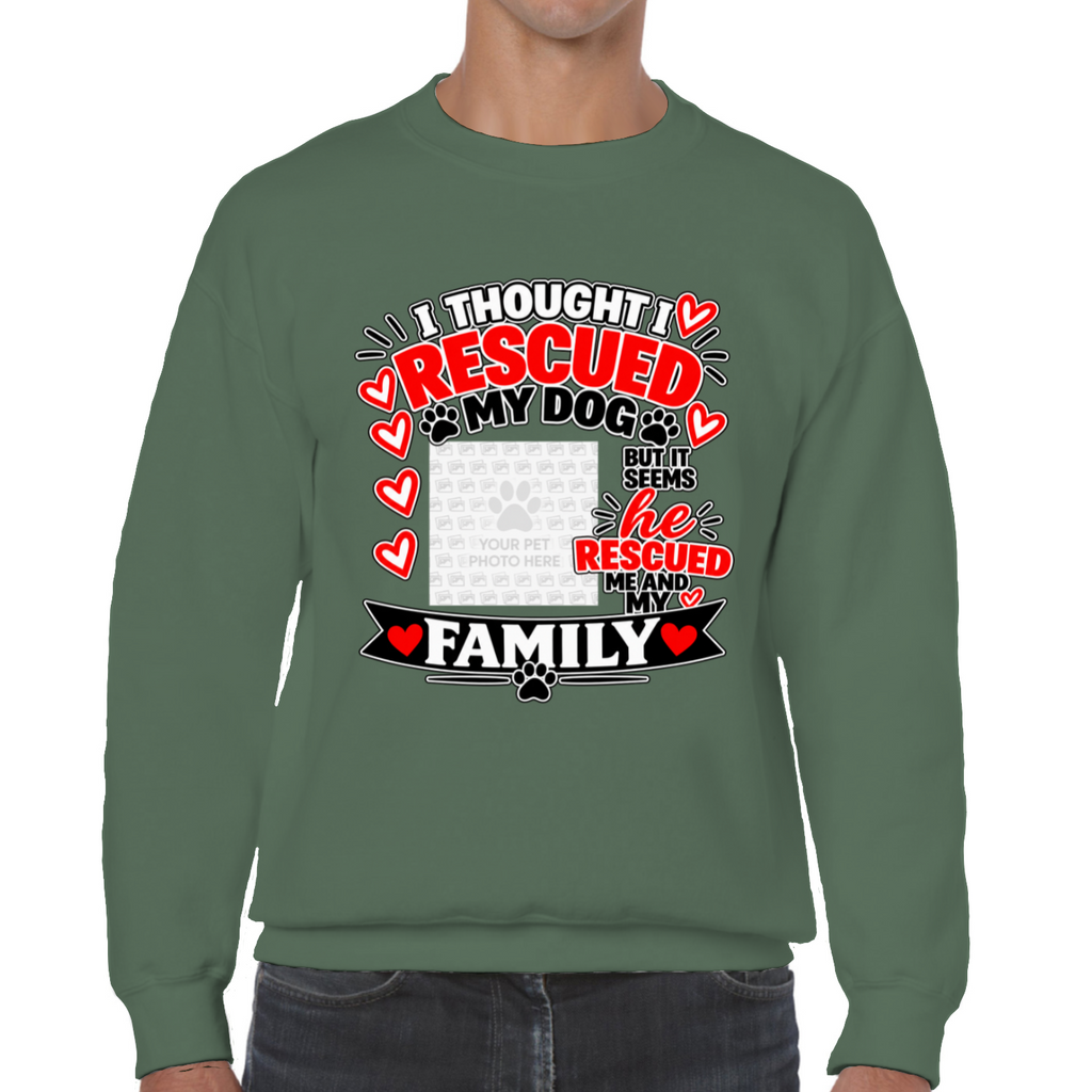 Personalised I Thought I Rescued My Dog – He Sweatshirt – Custom Dog Photo & Name