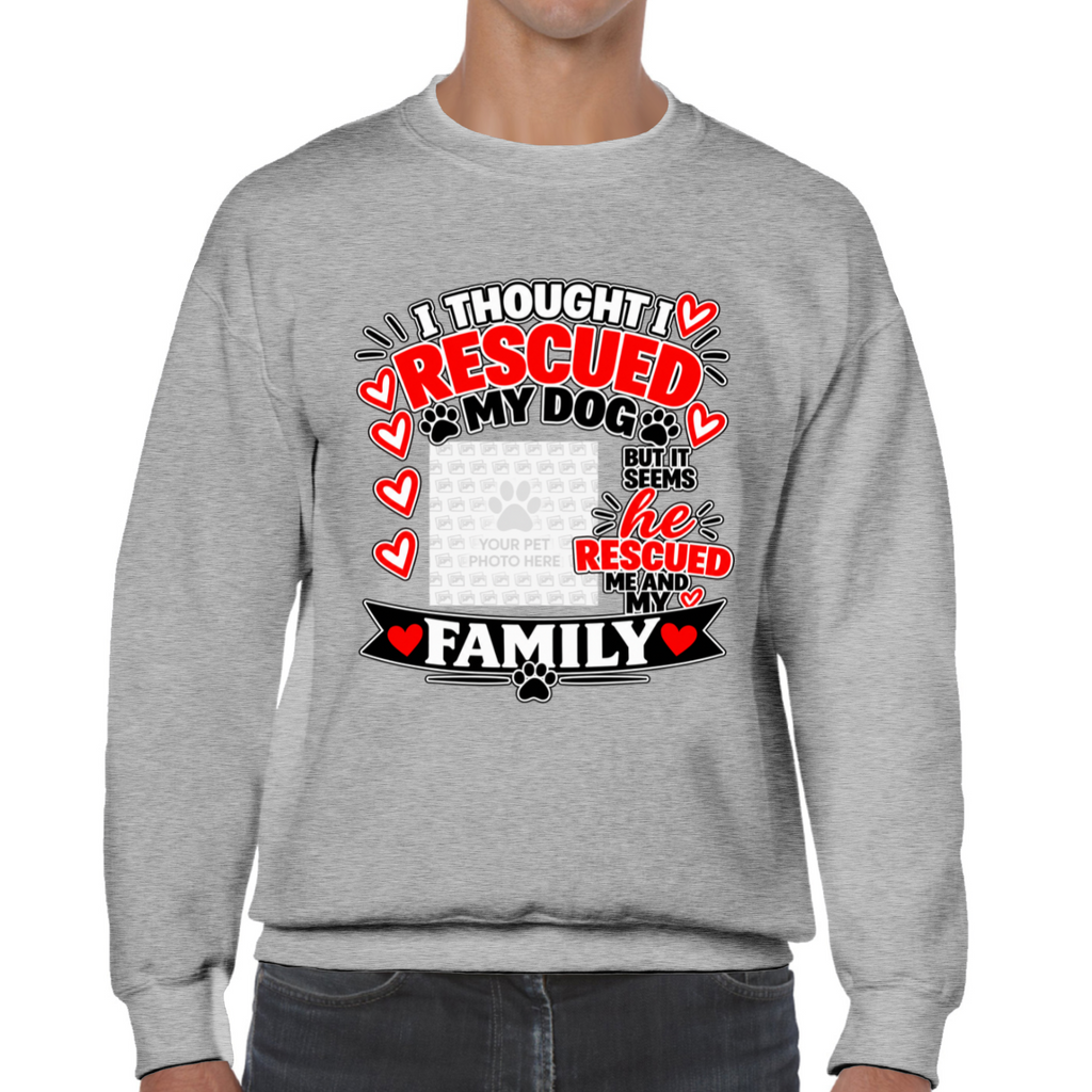 Personalised I Thought I Rescued My Dog – He Sweatshirt – Custom Dog Photo & Name