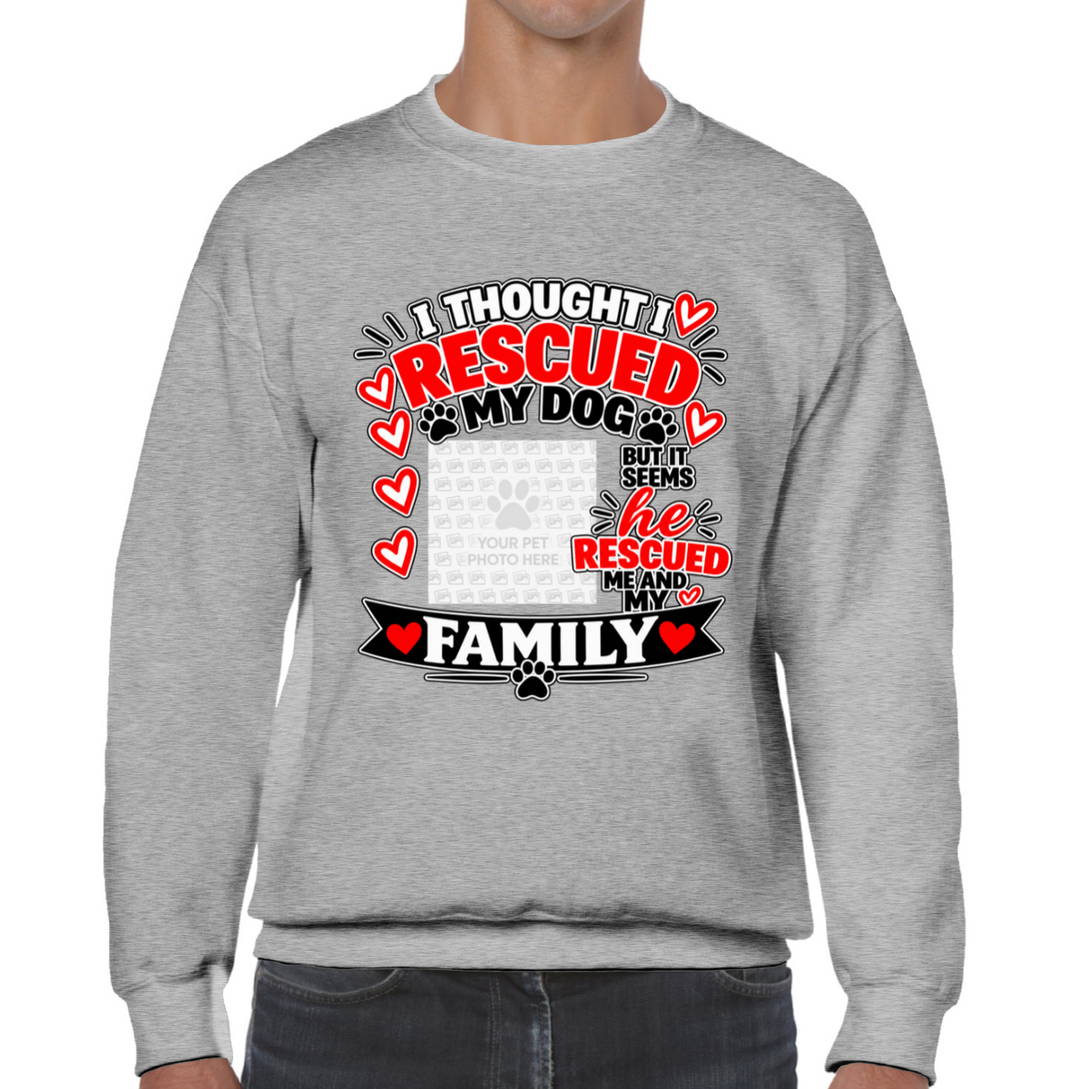 Personalised I Thought I Rescued My Dog – He Sweatshirt – Custom Dog Photo & Name