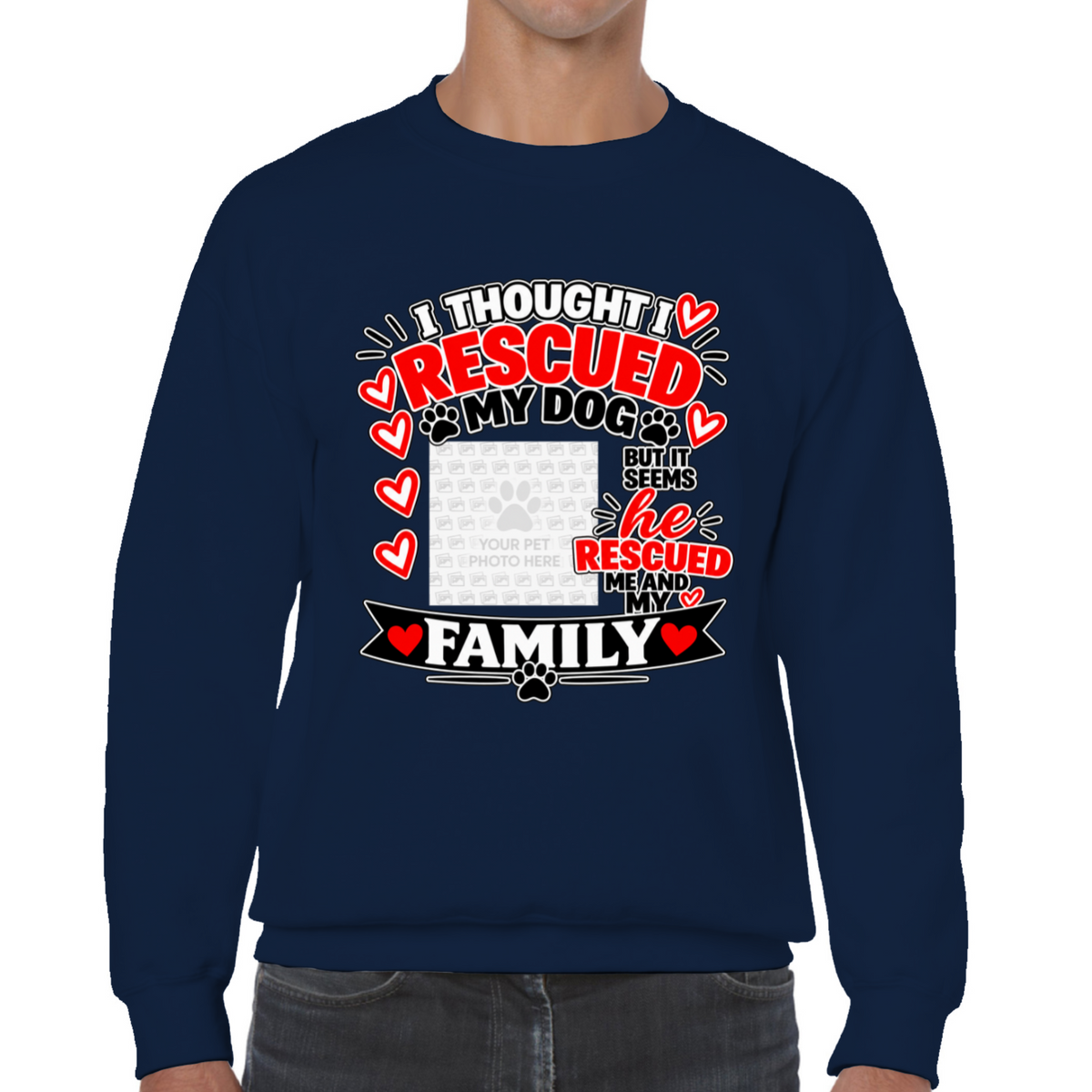 Personalised I Thought I Rescued My Dog – He Sweatshirt – Custom Dog Photo & Name