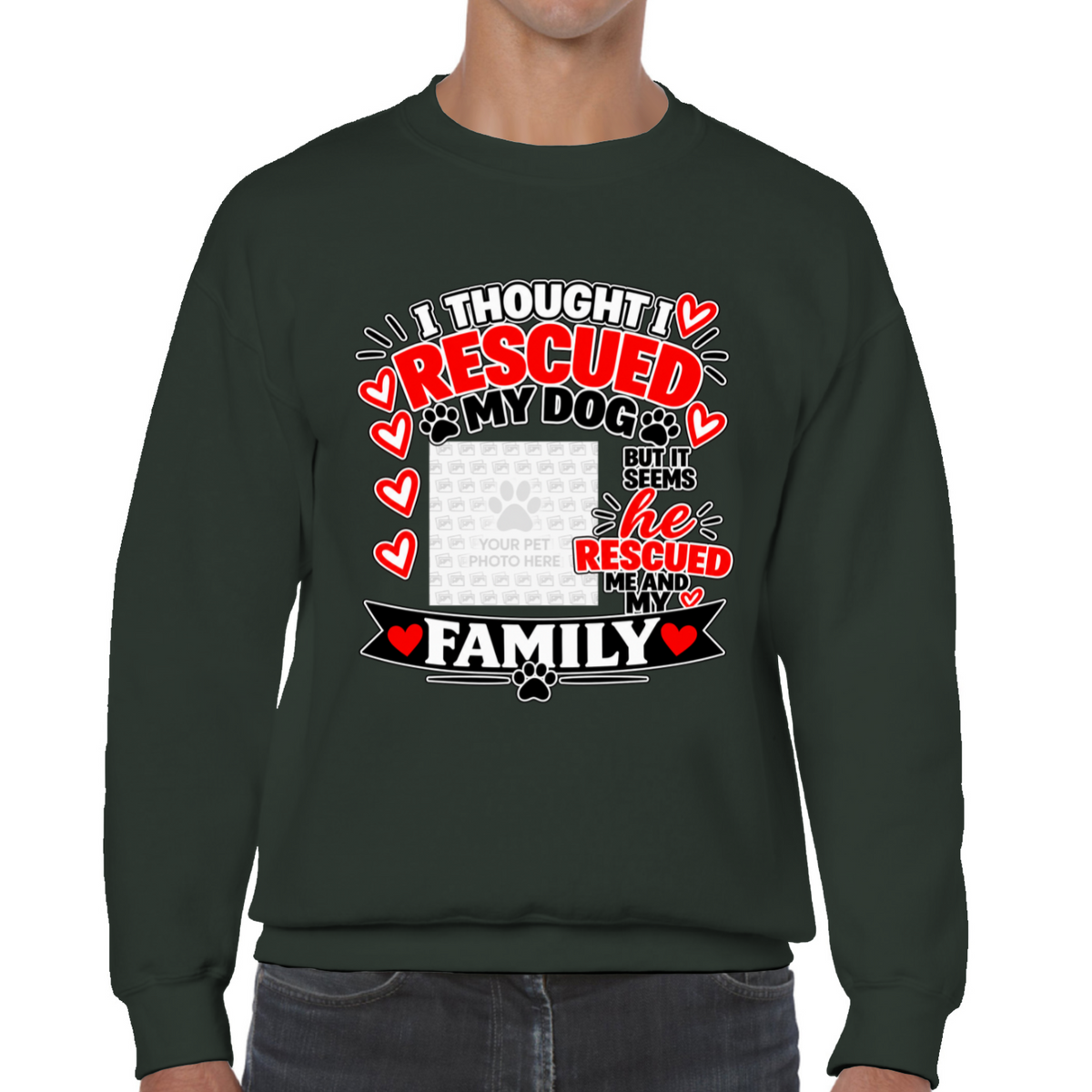 Personalised I Thought I Rescued My Dog – He Sweatshirt – Custom Dog Photo & Name