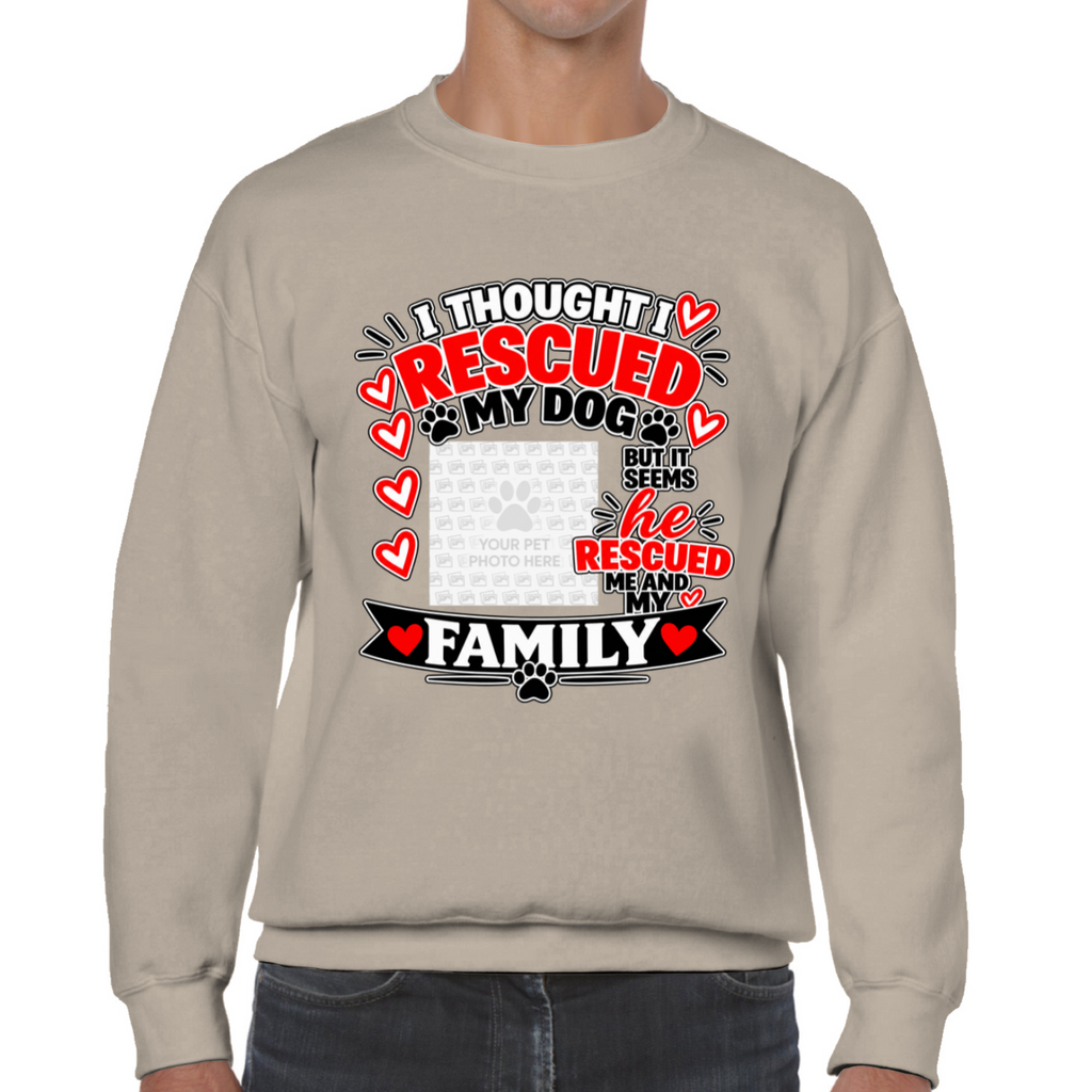 Personalised I Thought I Rescued My Dog – He Sweatshirt – Custom Dog Photo & Name
