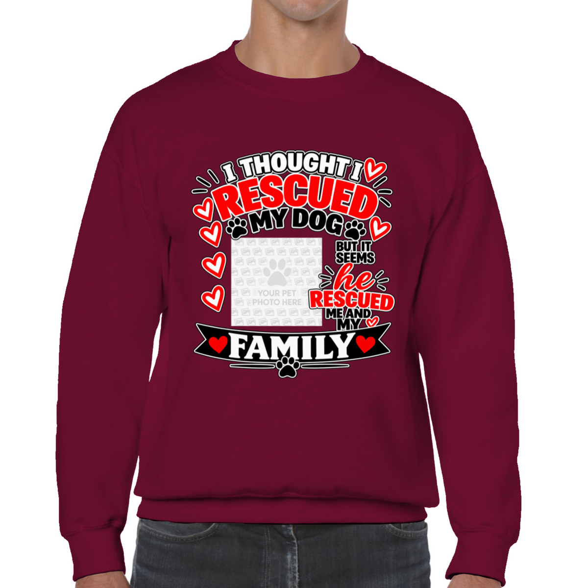 Personalised I Thought I Rescued My Dog – He Sweatshirt – Custom Dog Photo & Name