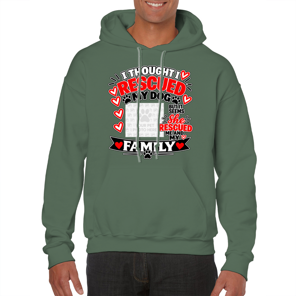 Personalised I Thought I Rescued My Dog – She Hoodie – Custom Dog Photo & Name