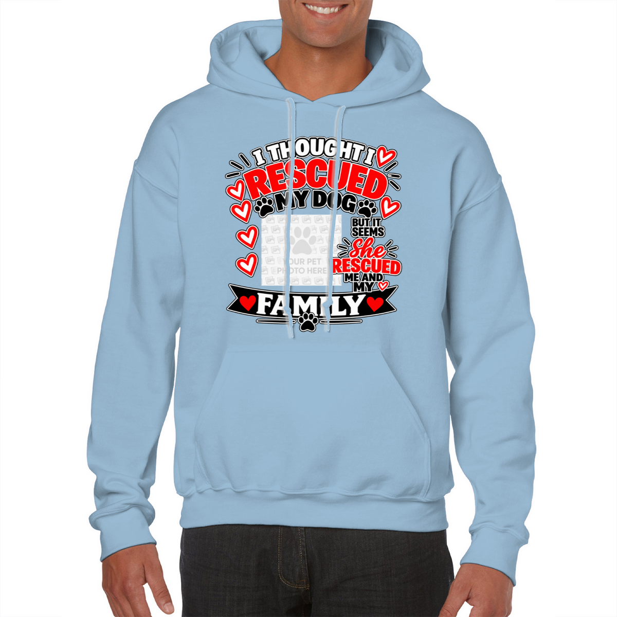 Personalised I Thought I Rescued My Dog – She Hoodie – Custom Dog Photo & Name