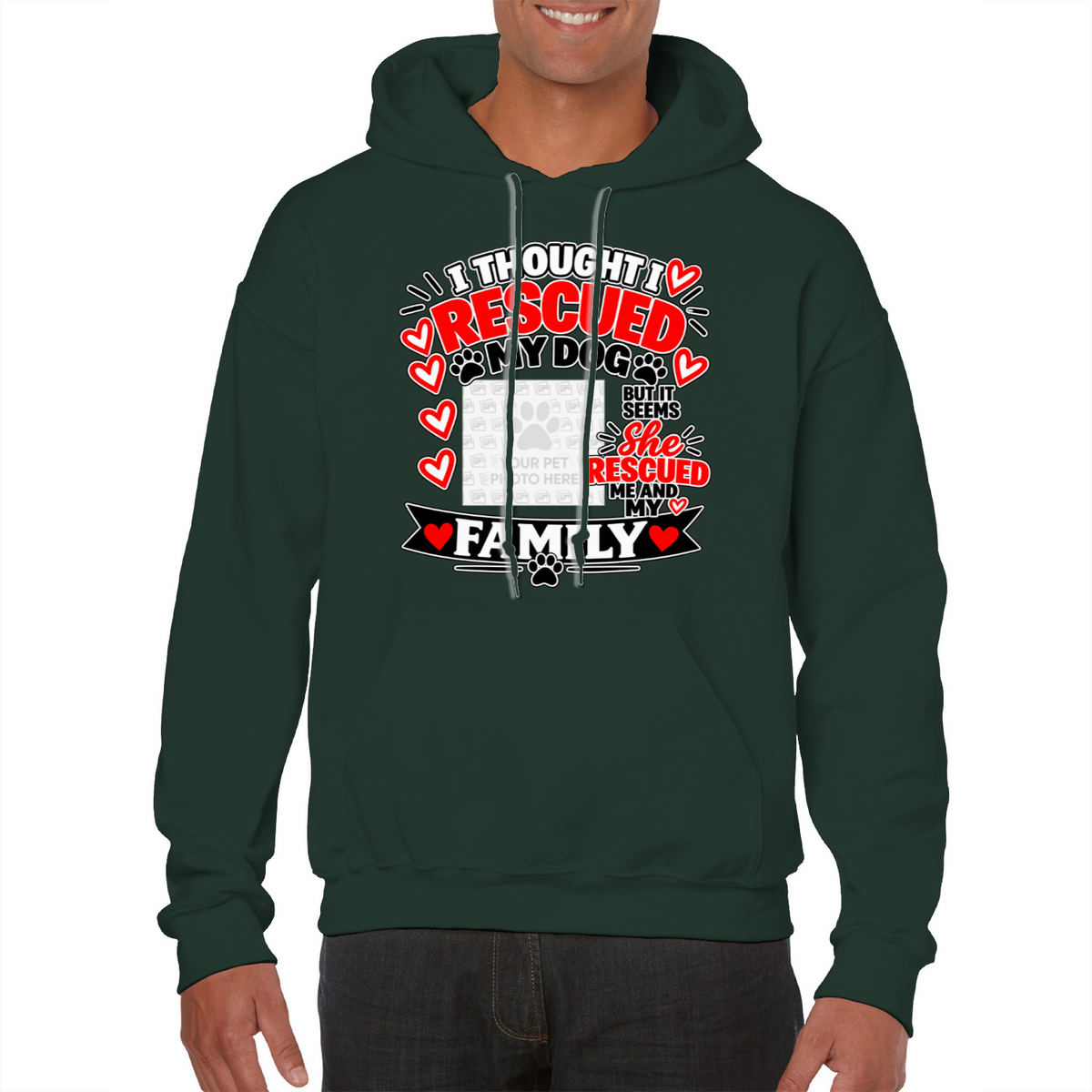 Personalised I Thought I Rescued My Dog – She Hoodie – Custom Dog Photo & Name