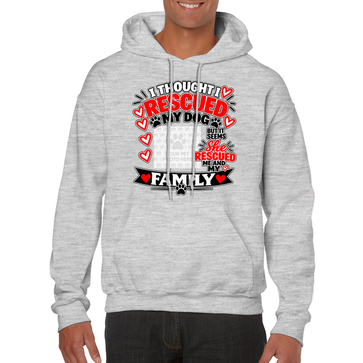 Personalised I Thought I Rescued My Dog – She Hoodie – Custom Dog Photo & Name