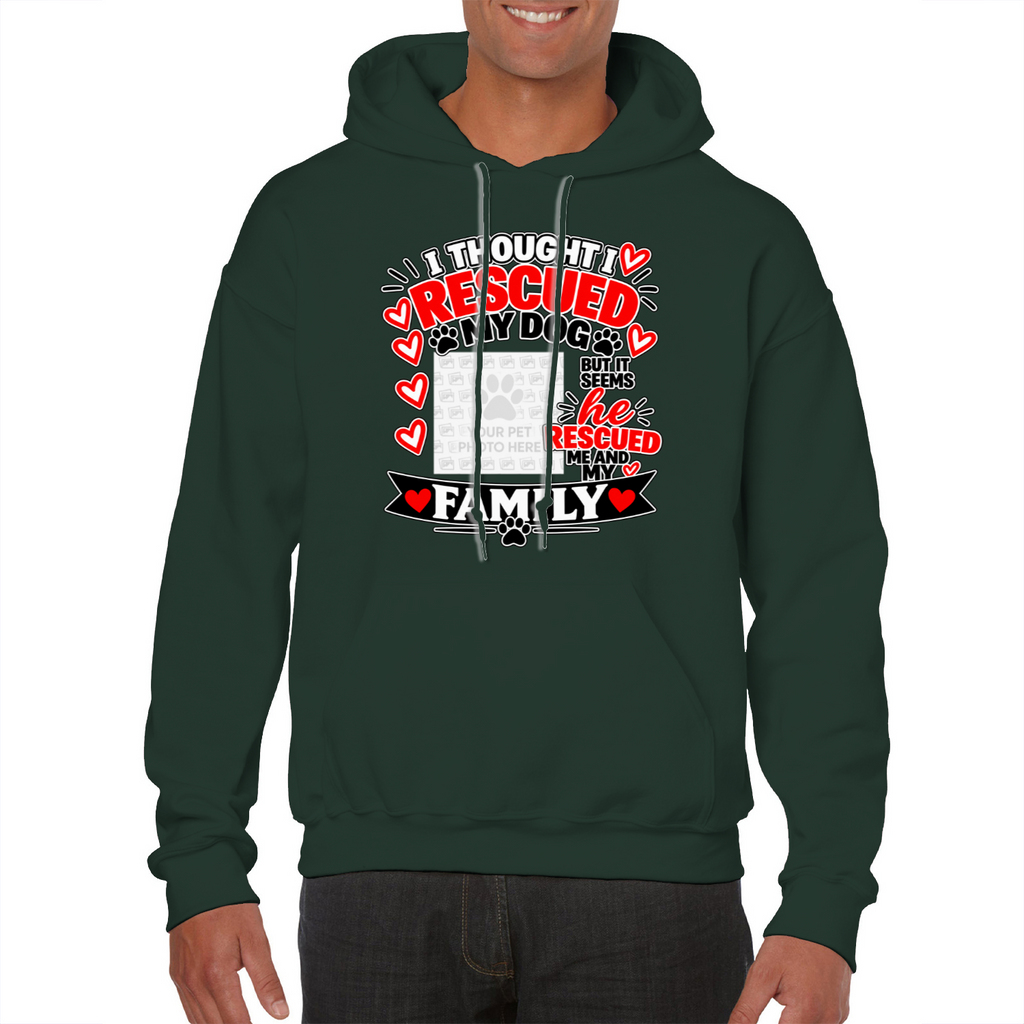 Personalised I Thought I Rescued My Dog – He Hoodie – Custom Dog Photo & Name