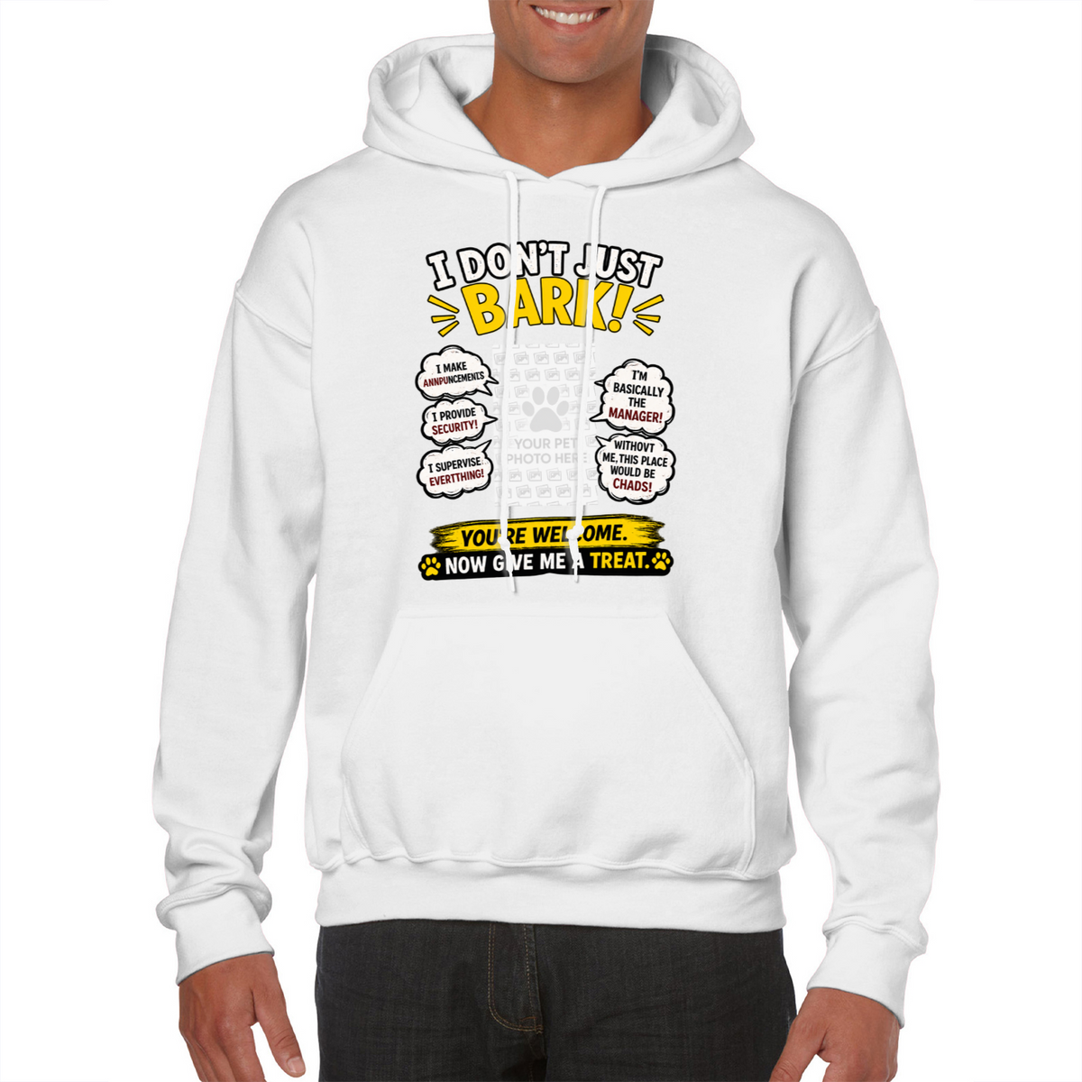 Personalised I Don't Just Bark Hoodie – Custom Dog Photo & Name Gift