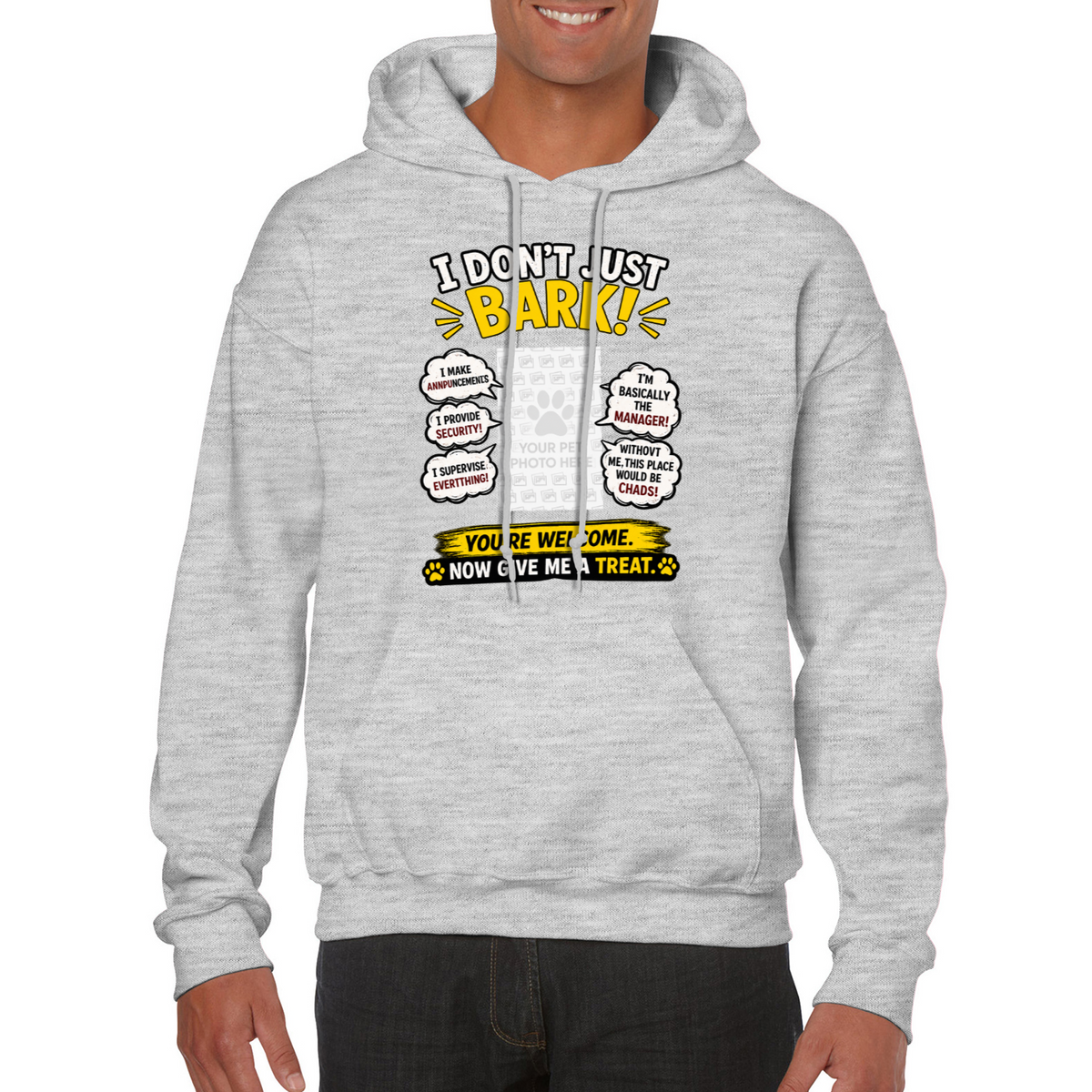 Personalised I Don't Just Bark Hoodie – Custom Dog Photo & Name Gift