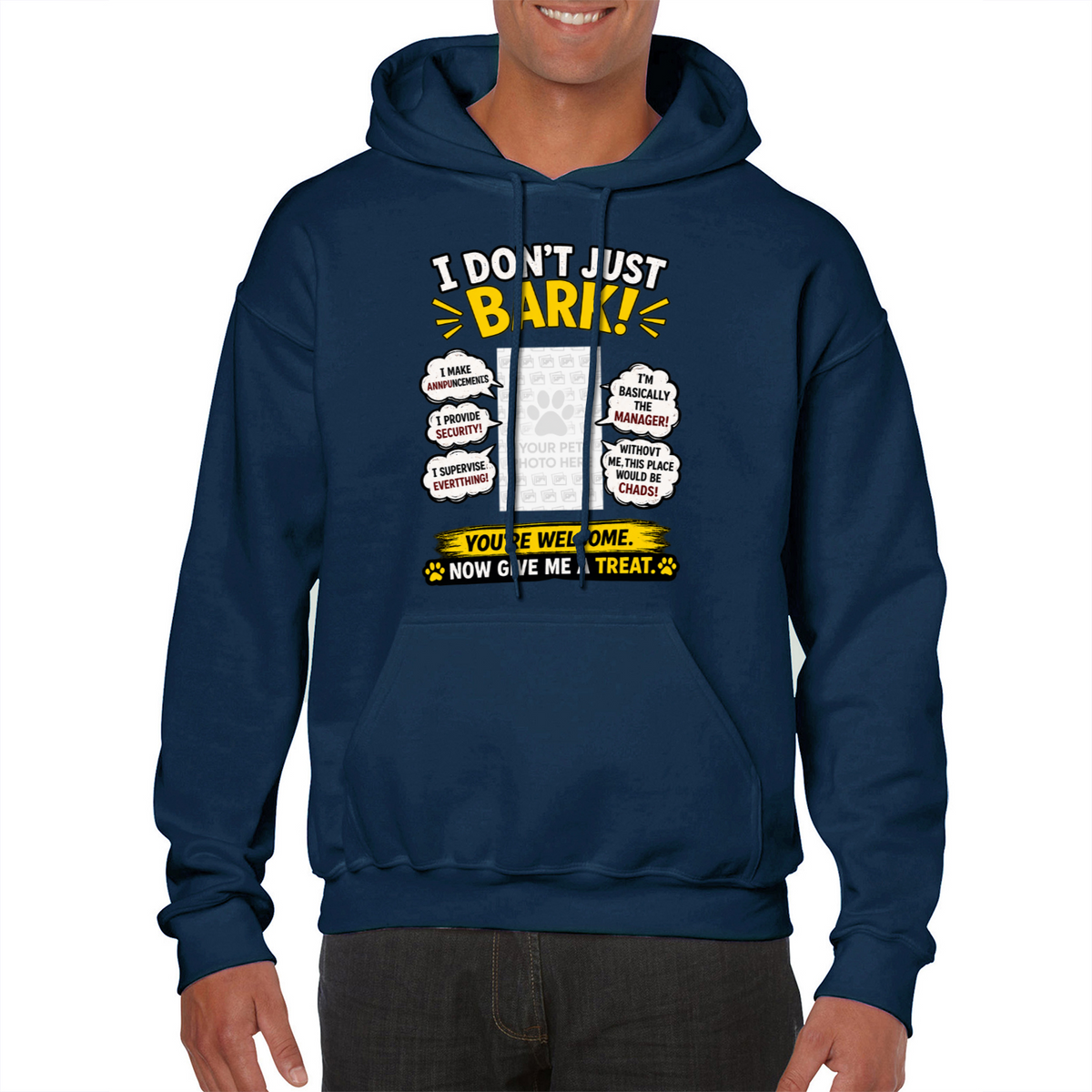 Personalised I Don't Just Bark Hoodie – Custom Dog Photo & Name Gift