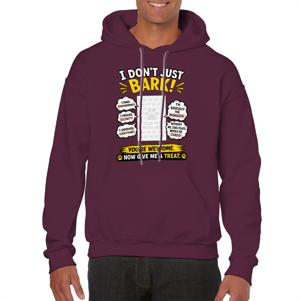 Personalised I Don't Just Bark Hoodie – Custom Dog Photo & Name Gift