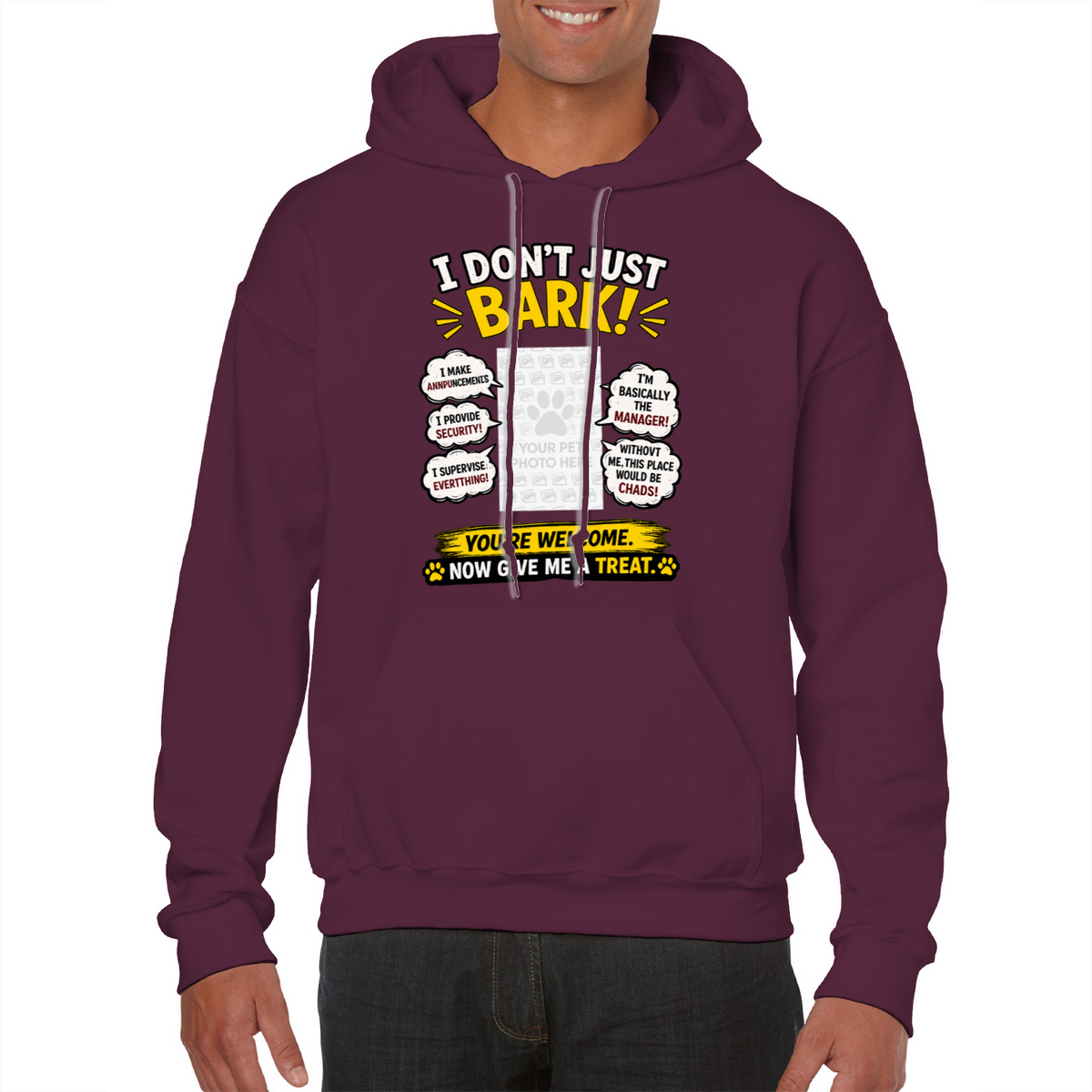 Personalised I Don't Just Bark Hoodie – Custom Dog Photo & Name Gift